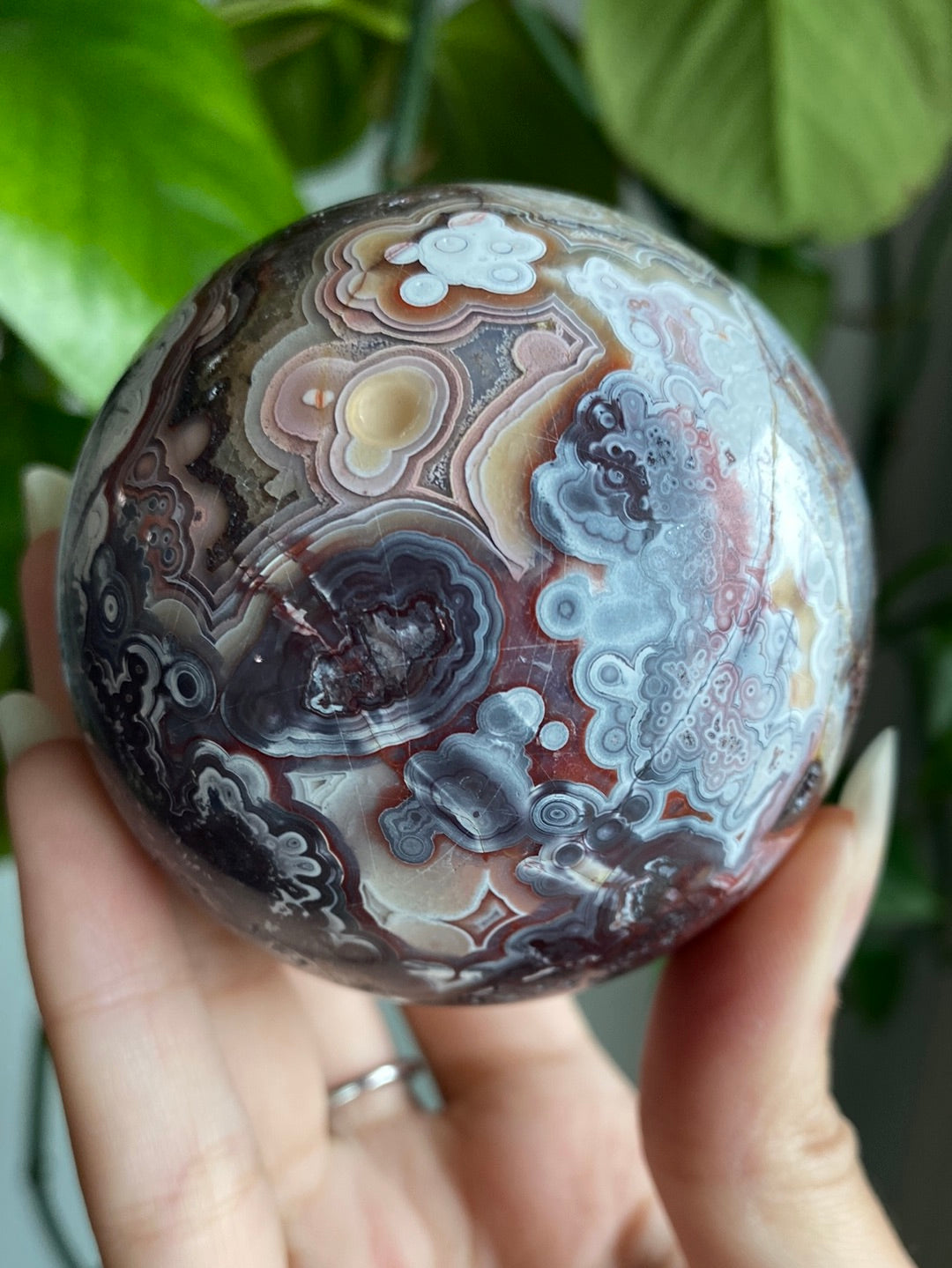 Beautiful Mexican Crazy Lace Agate Sphere With Orbs