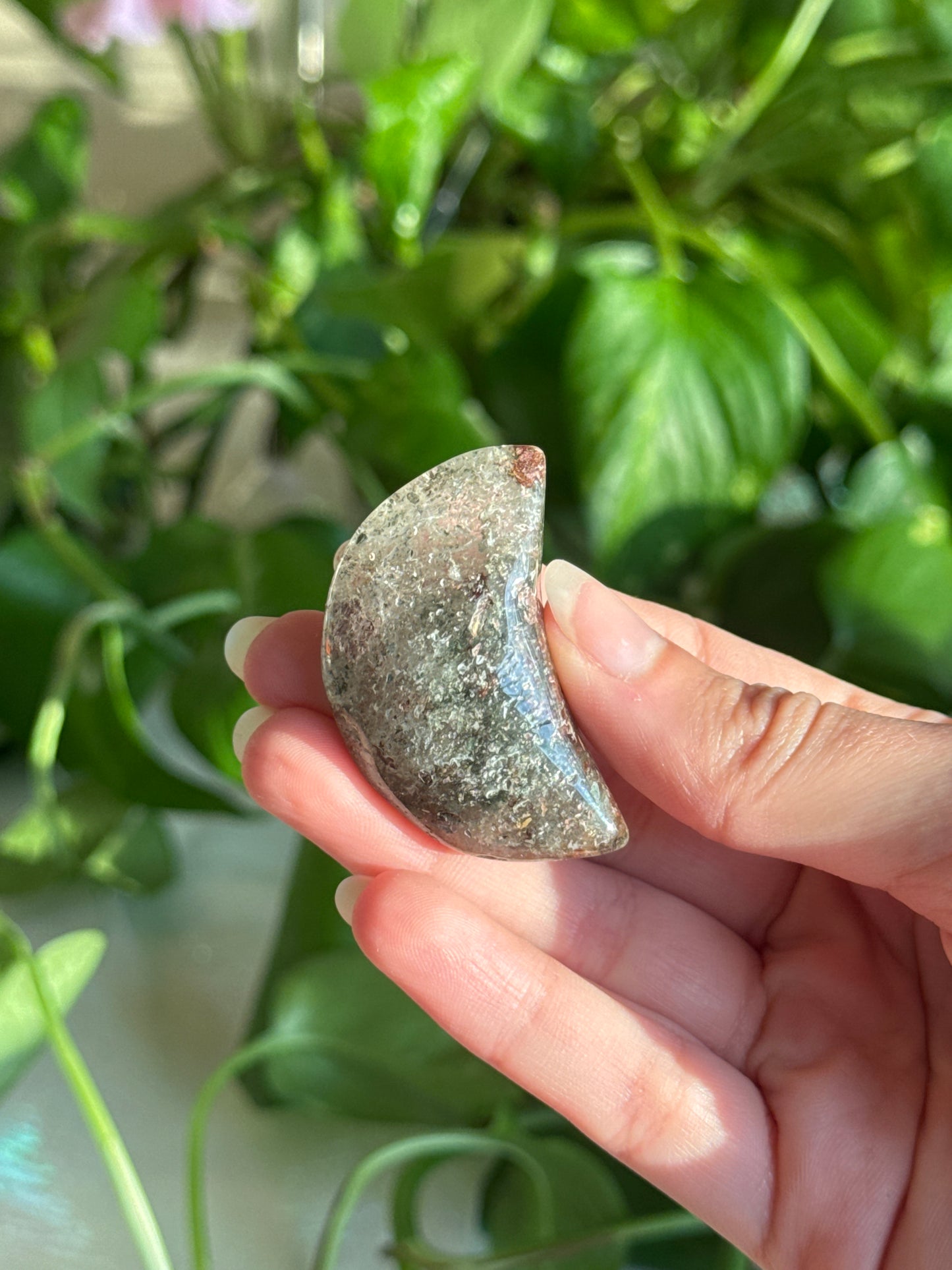 Garden Quartz Crescent Moon Carving