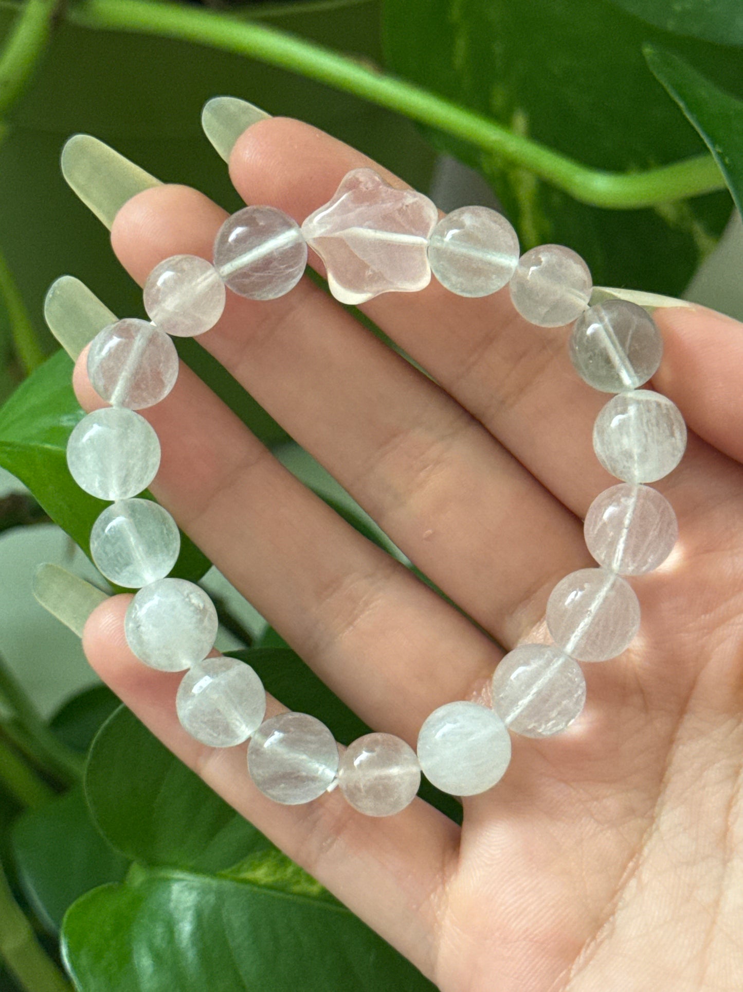 Star Flash Rose Quartz & Calcite Chunky Star Bracelet