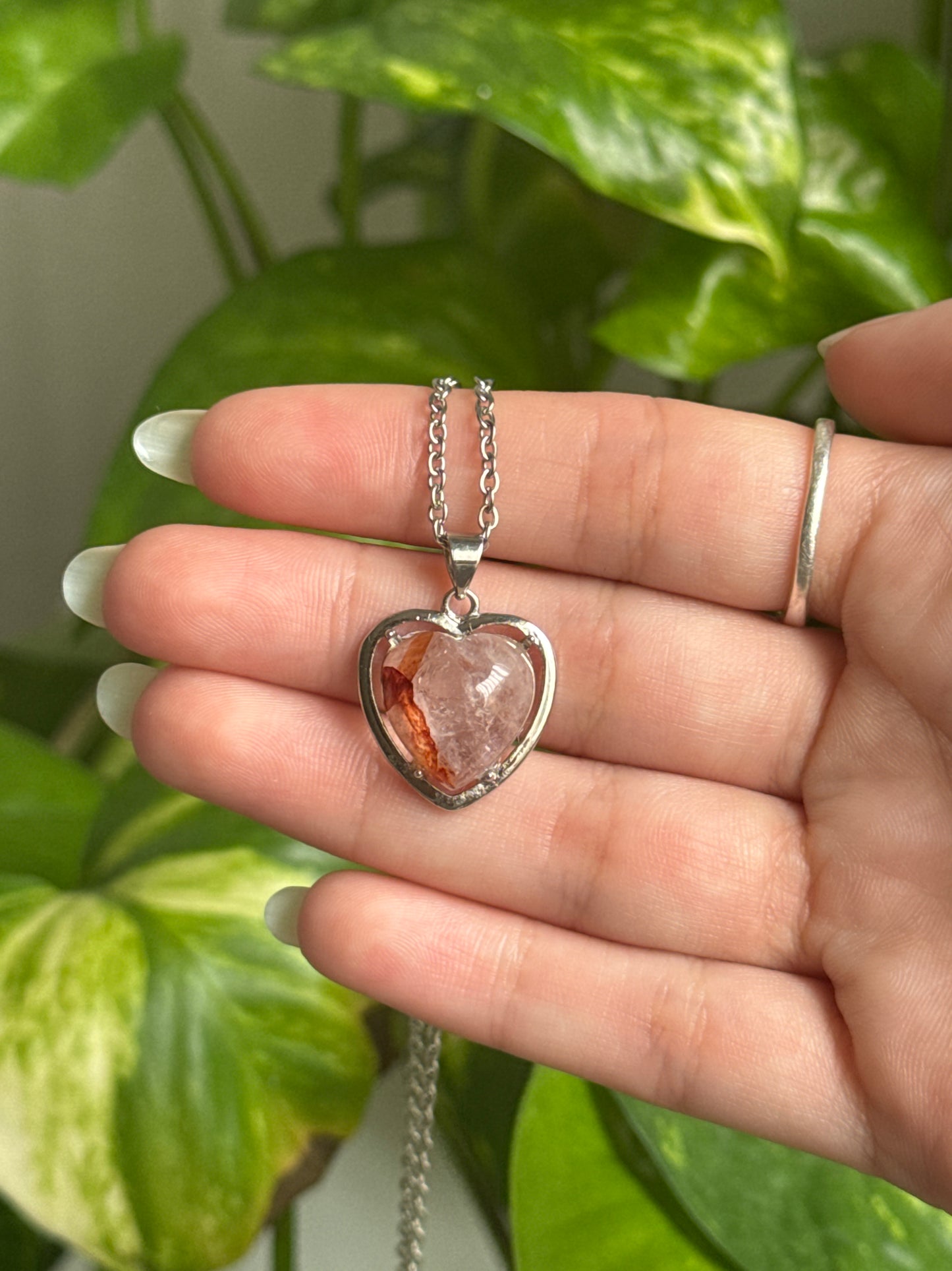 Fire Quartz Heart Necklace