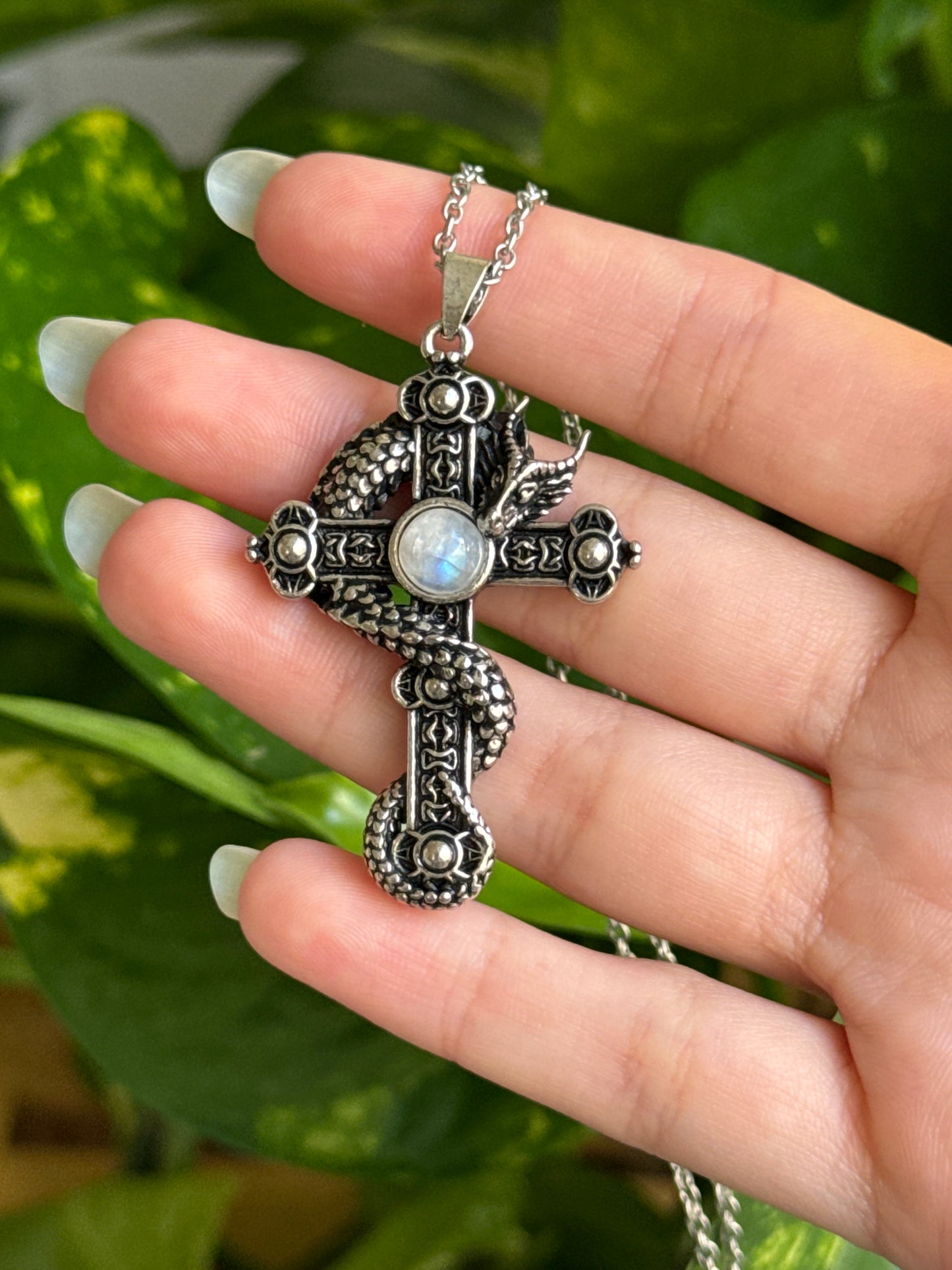 Moonstone Dragon Necklace