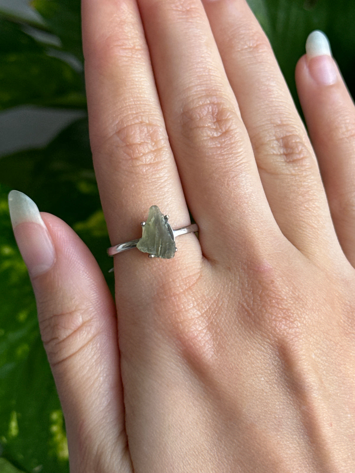 Moldavite 925 Silver Adjustable Ring