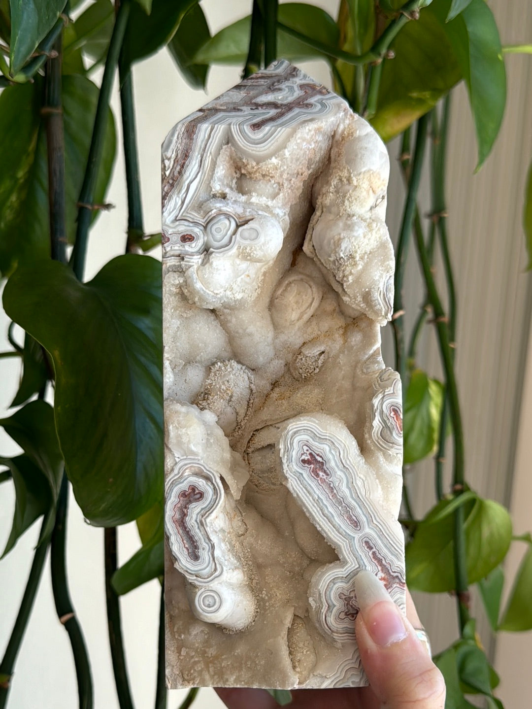 8” 4.5 lb XL Mexican Crazy Lace Druzy Tower