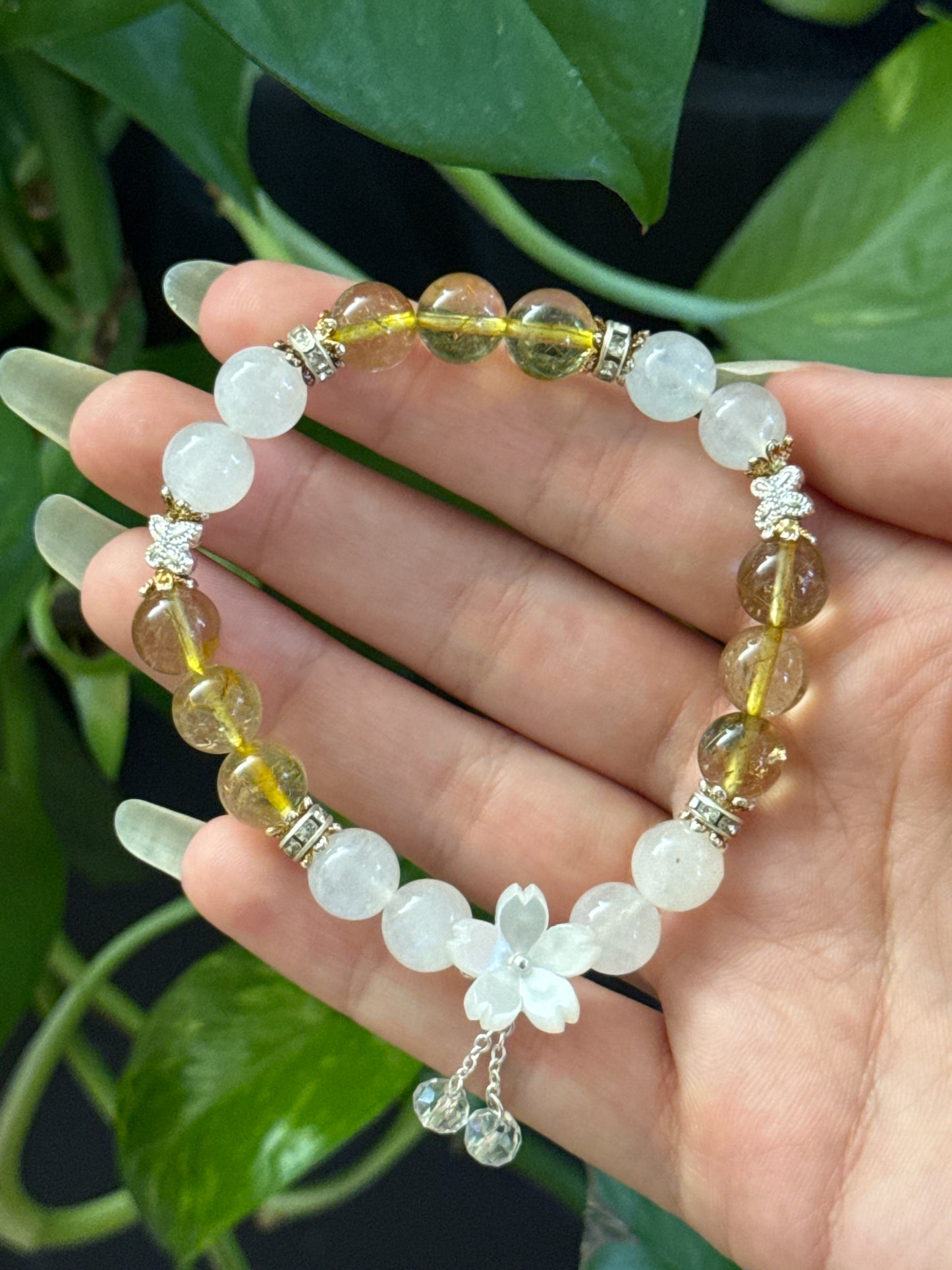 Clear Quartz & Gold Rutile Bracelet
