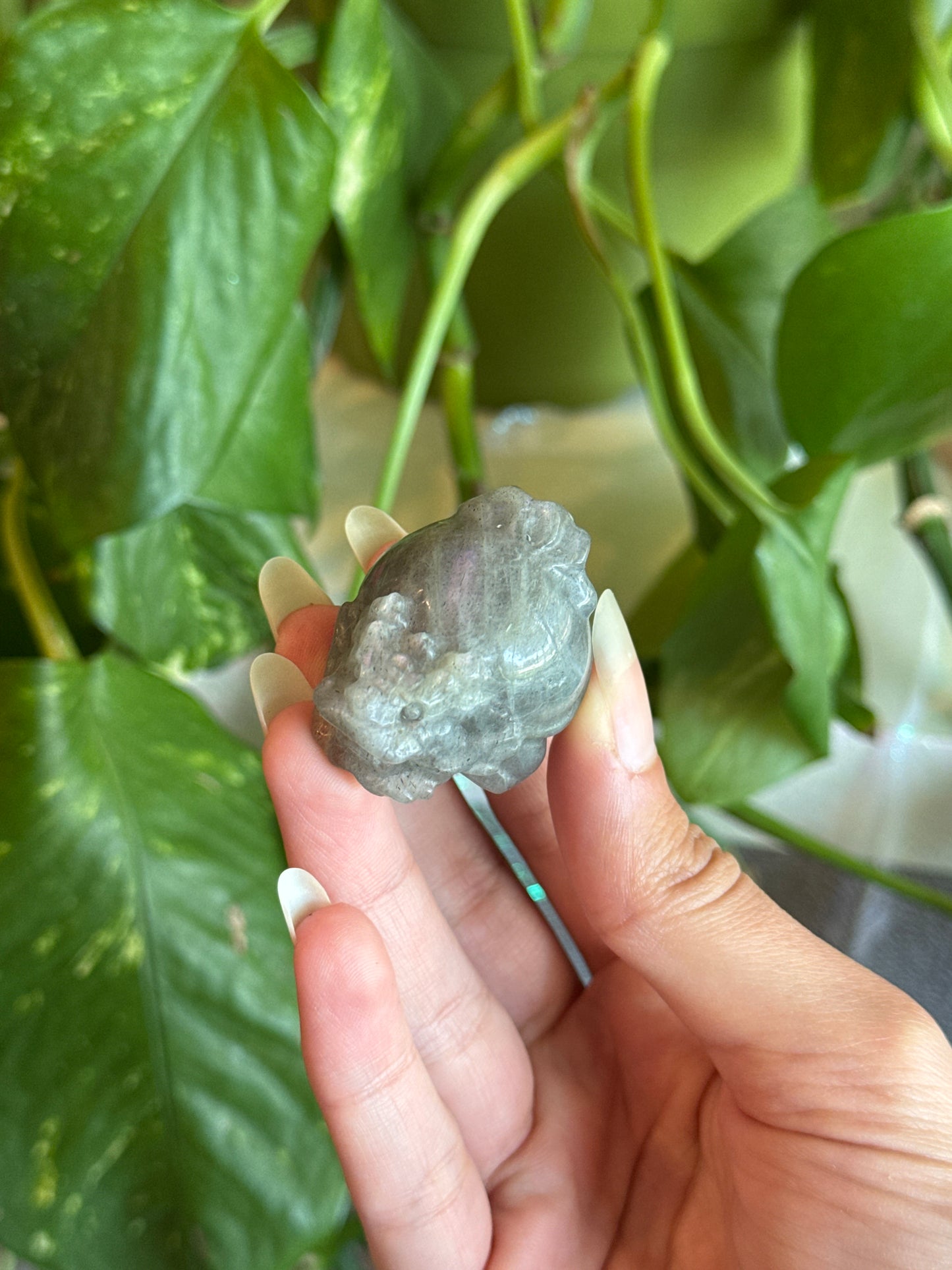 Purple/Orange Flash Labradorite Mini Money Dragon for Attracting Wealth & Abundance