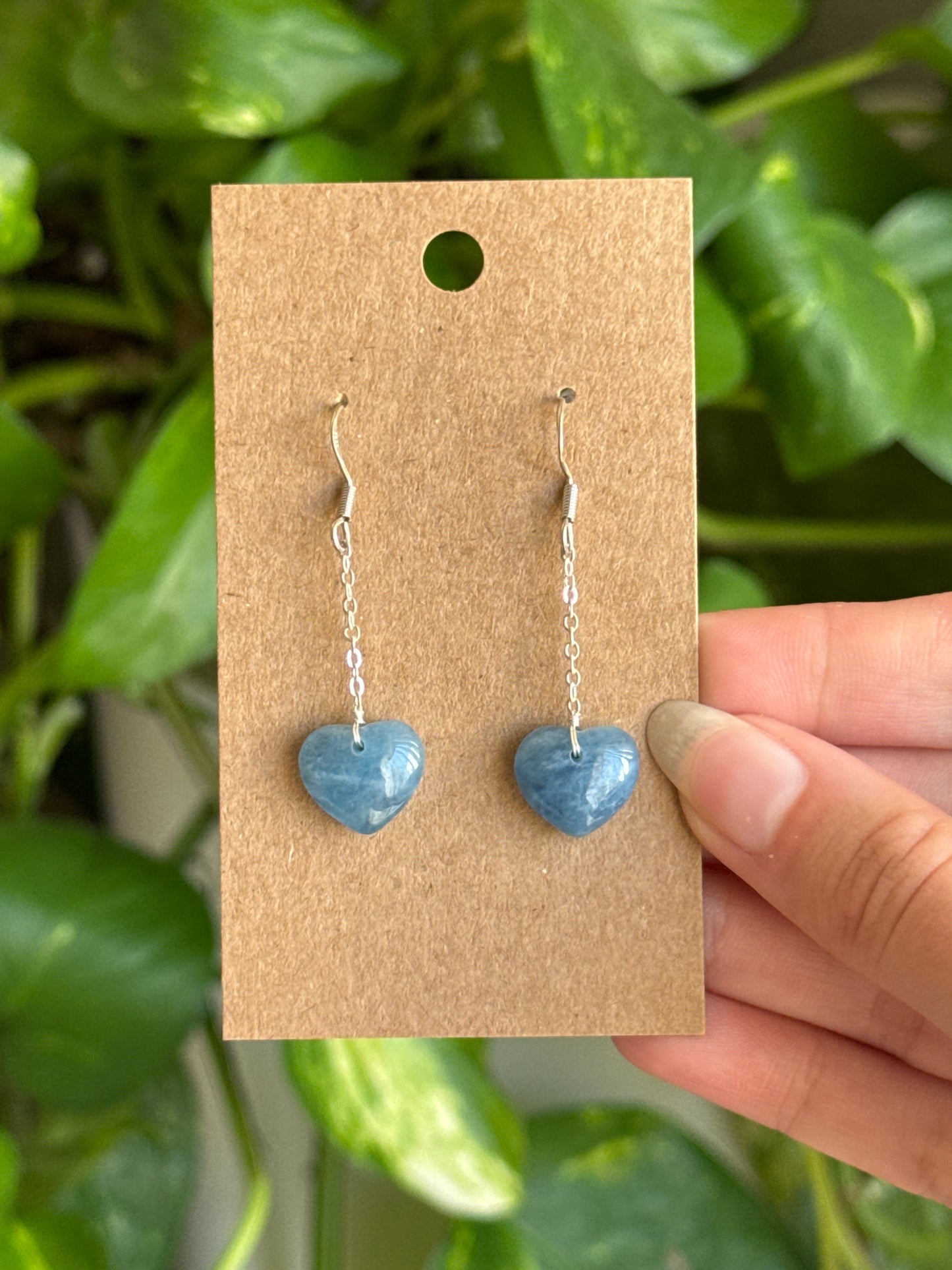 Aquamarine Heart Earrings