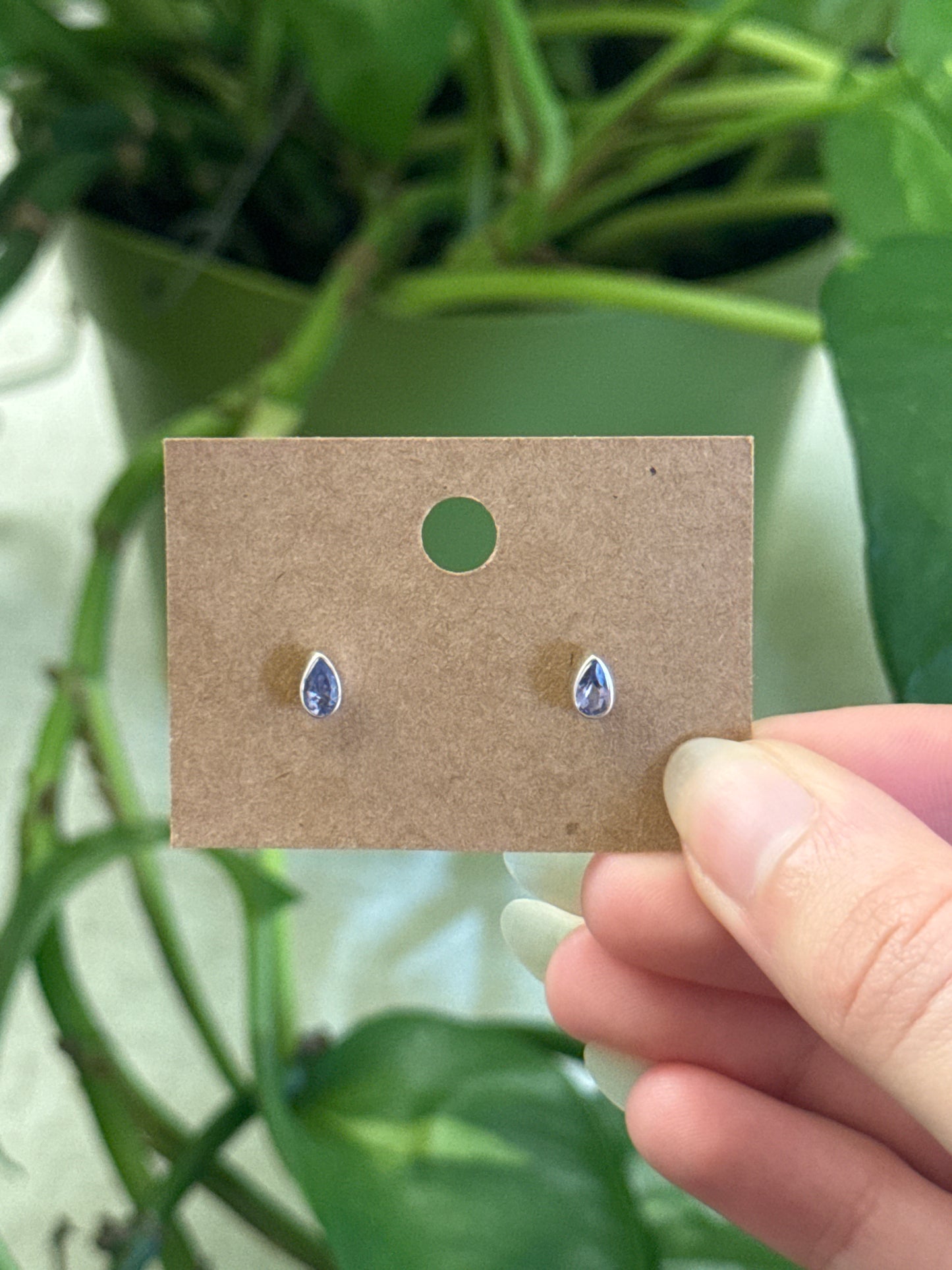 925 Tanzanite Teardrop Stub Earring