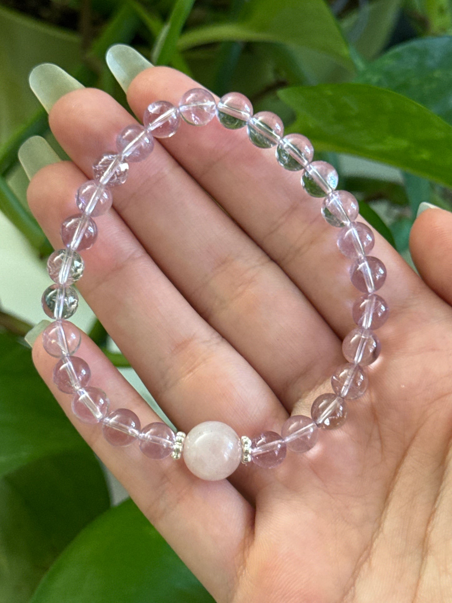 Clear Amethyst & Rose Quartz Bracelet