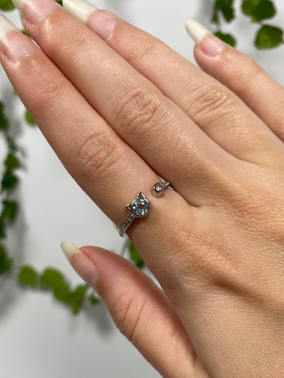 Blue Topaz Kitty Adjustable Ring