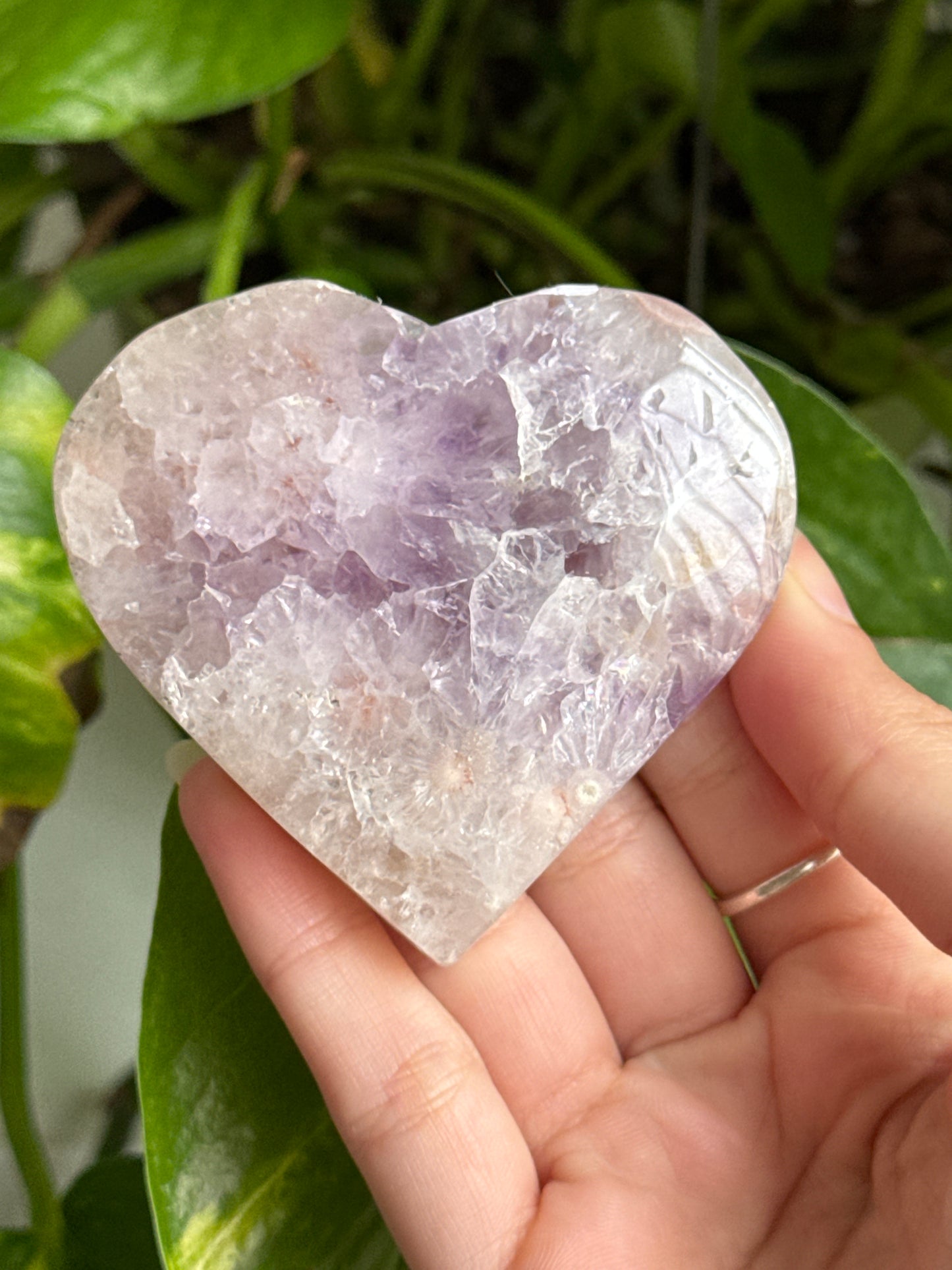 Pink Amethyst & Amethyst Heart