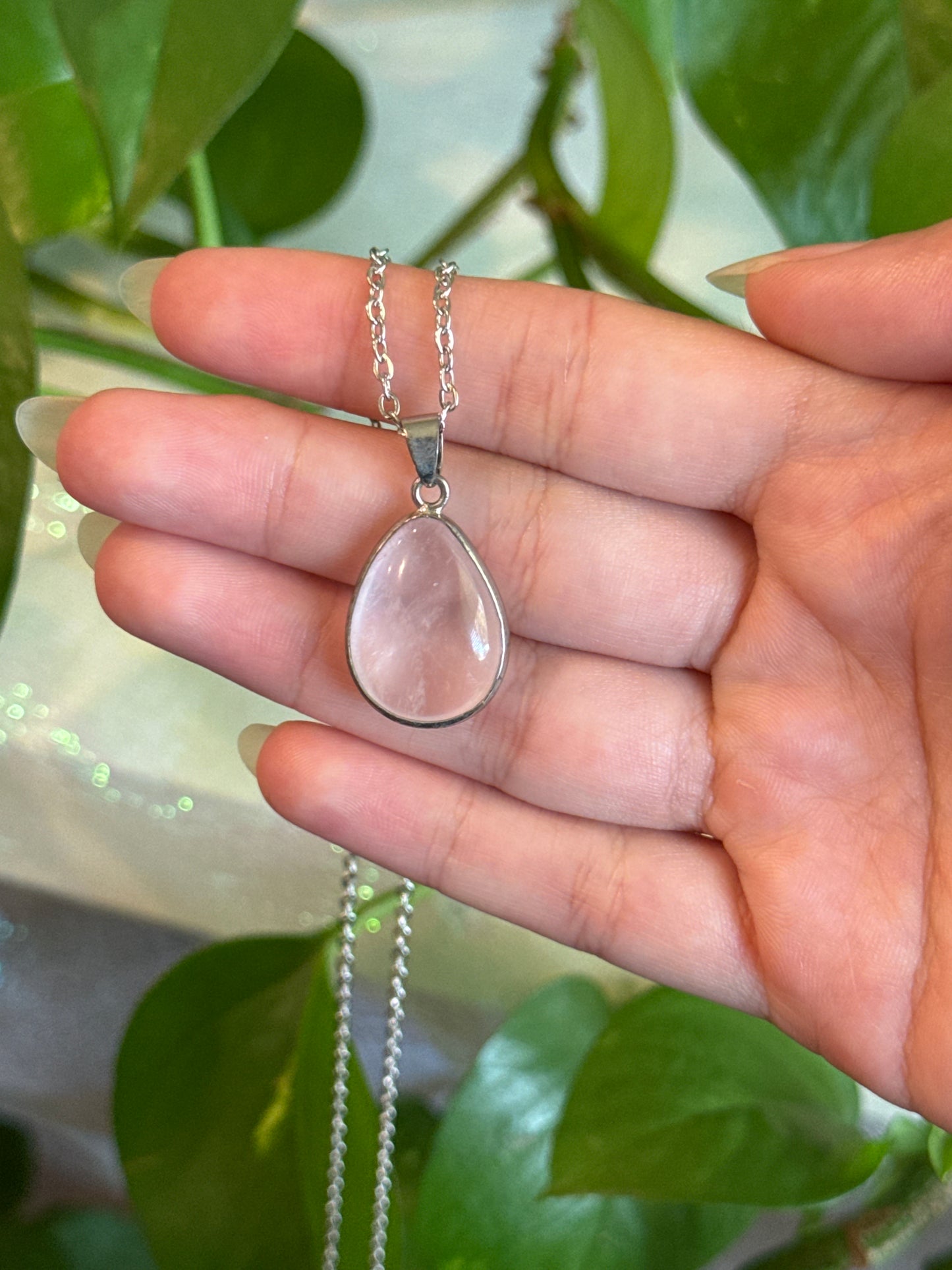 Rose Quartz Teardrop with Asterism Necklace
