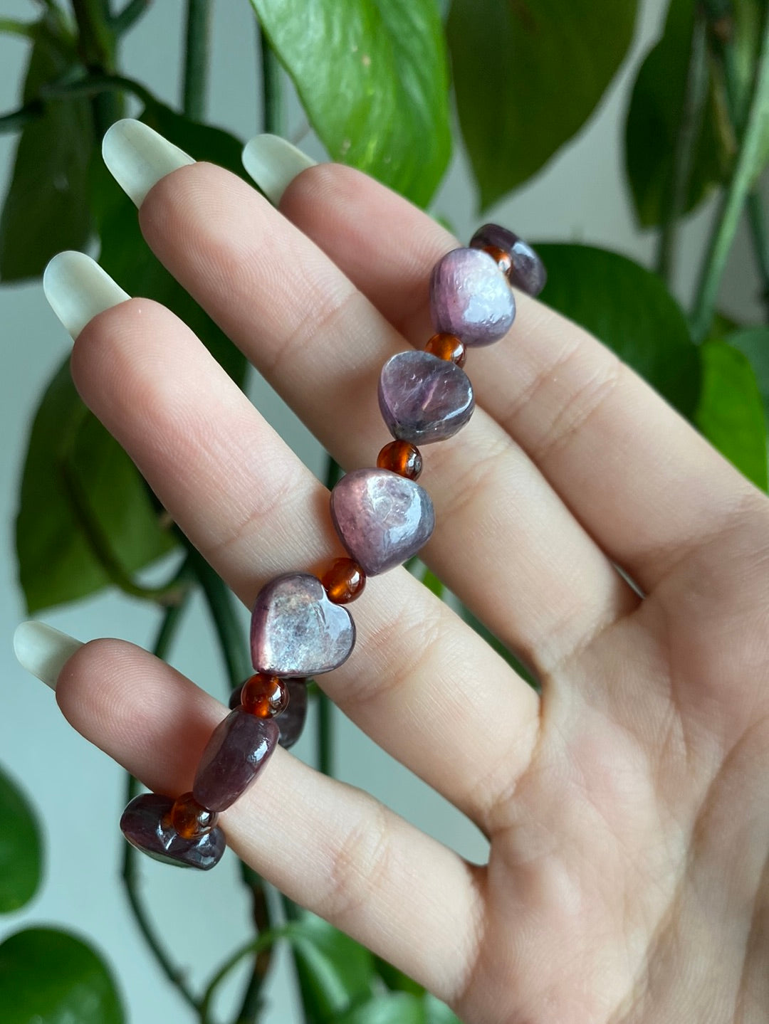 Gem Lepidolite & Carnelian Bracelet