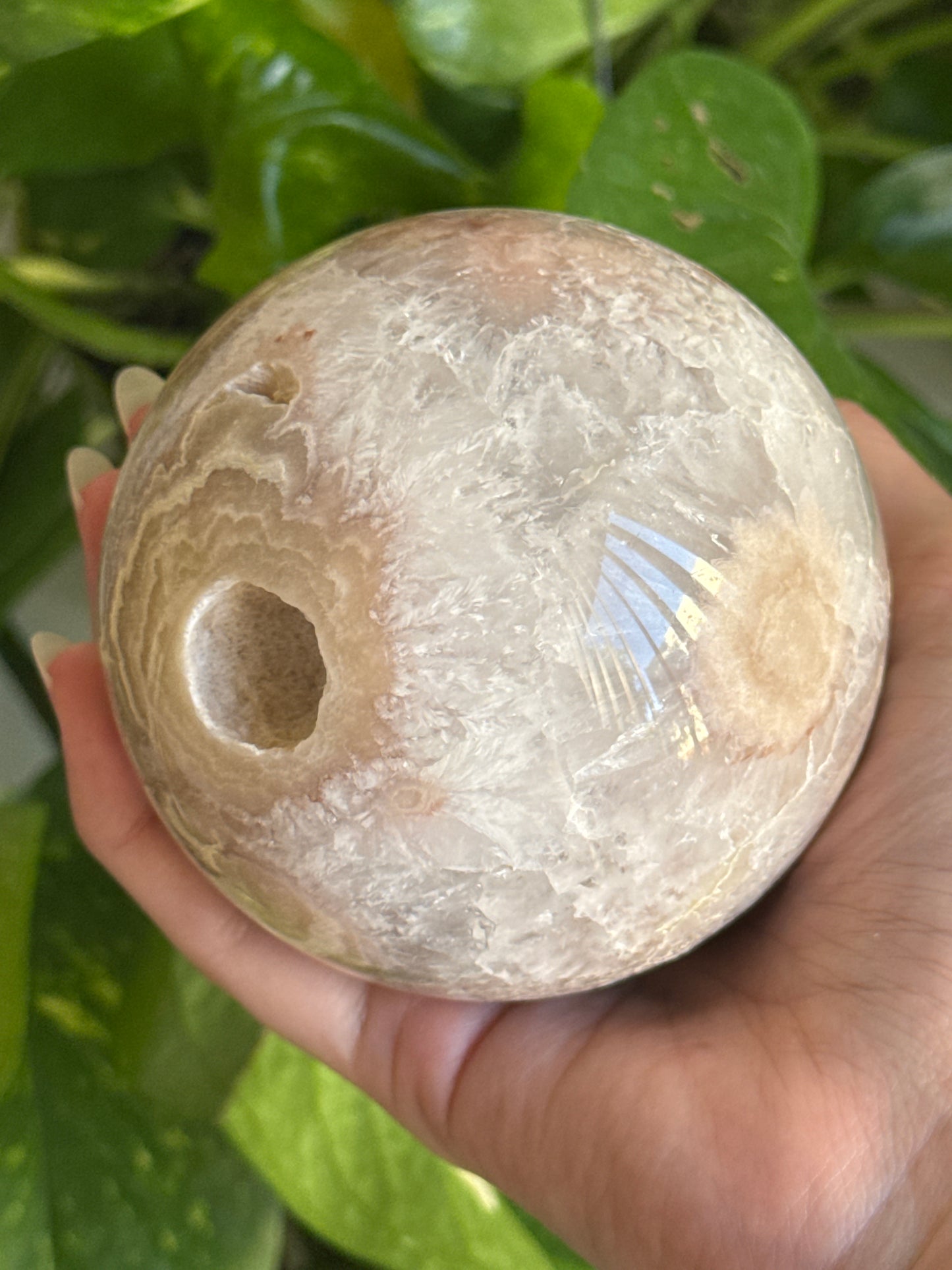 Pink Amethyst & Flower Agate Sphere 85mm