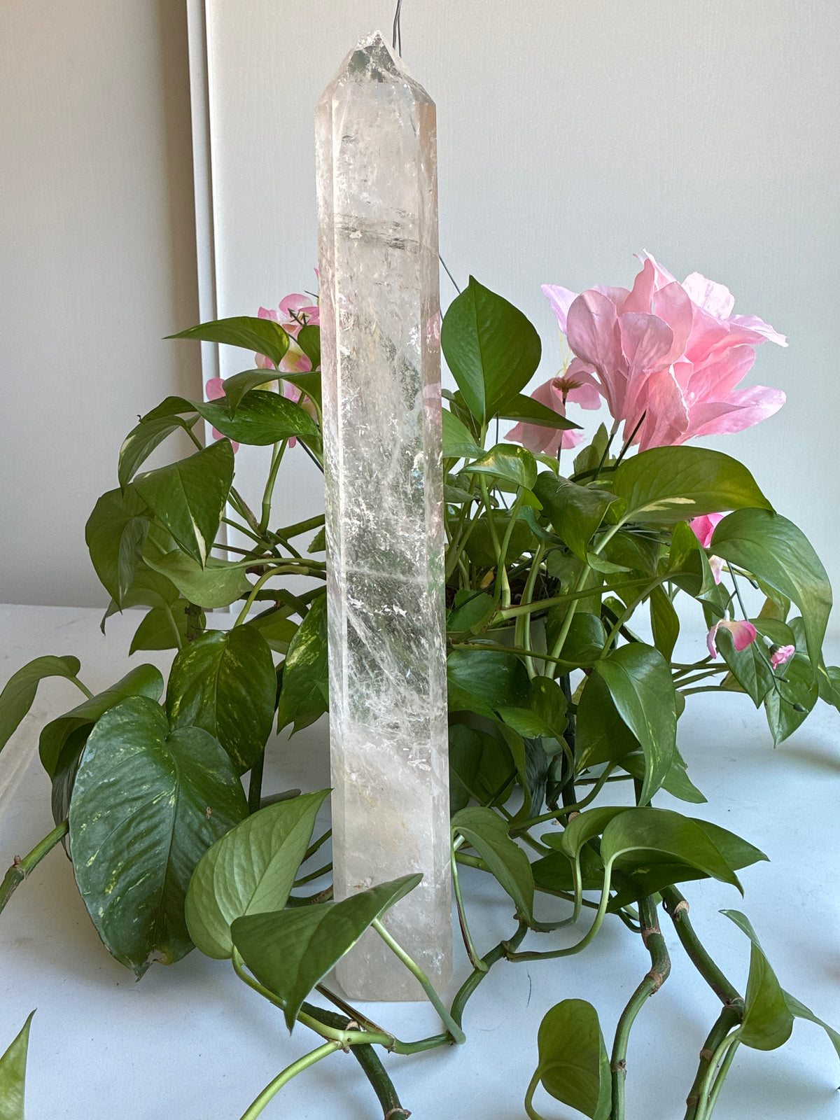 HUGE 17.5” Clear Quartz Tower with Rainbows Imperfect