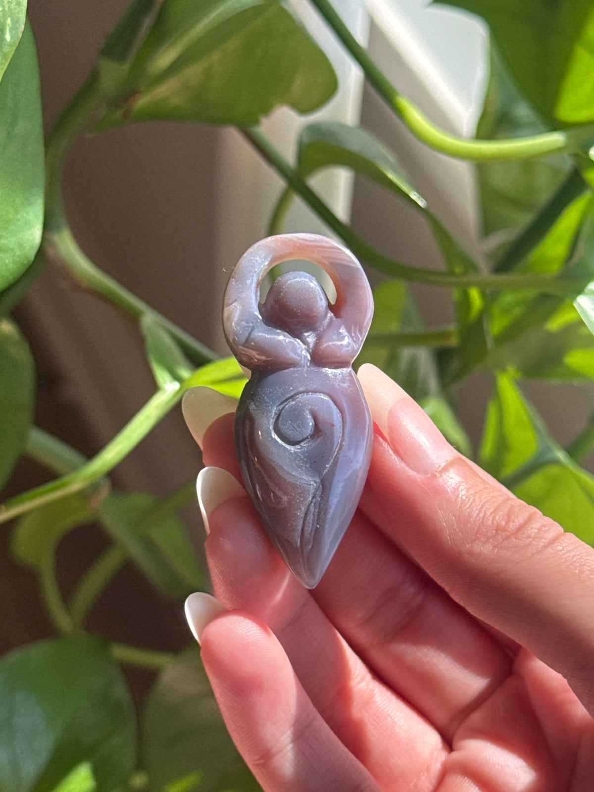 Mini Gaia Symbol Botswana Agate Carving