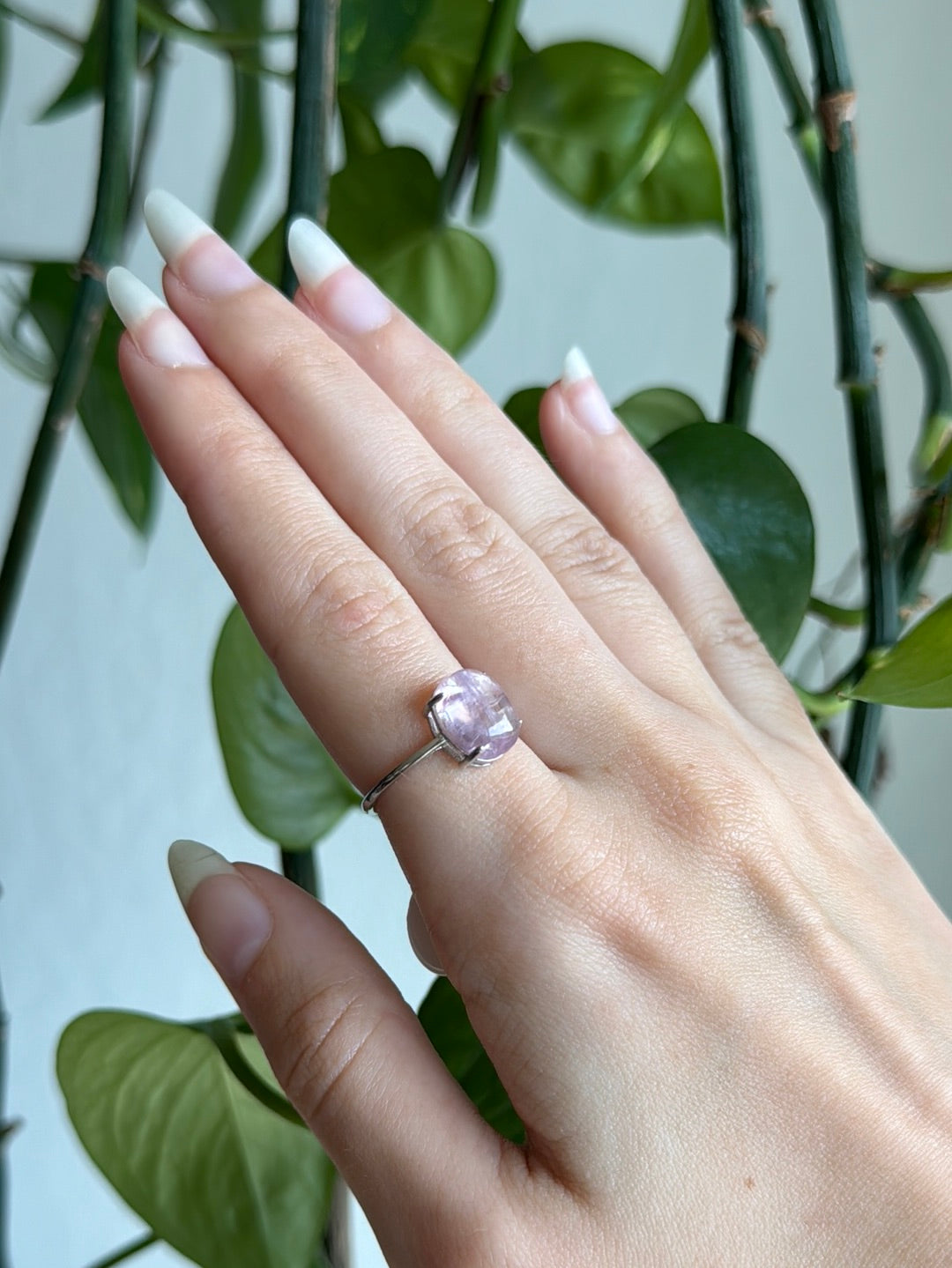 Gem Kunzite 925 Sterling Silver Adjustable Ring