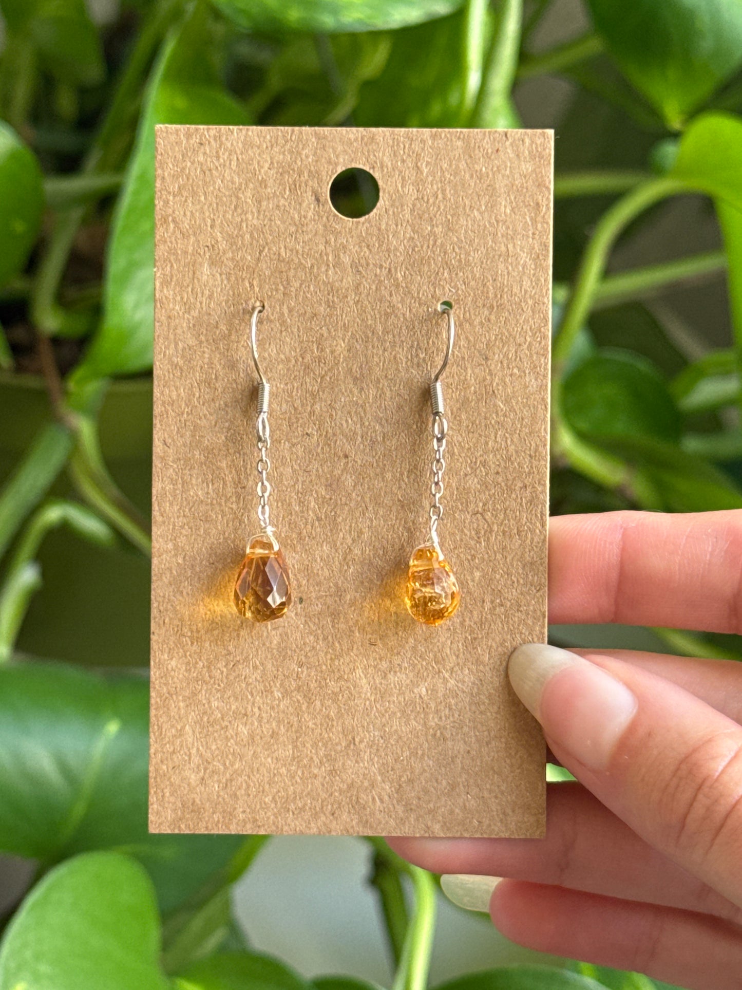 Golden Amethyst Teardrop Earrings