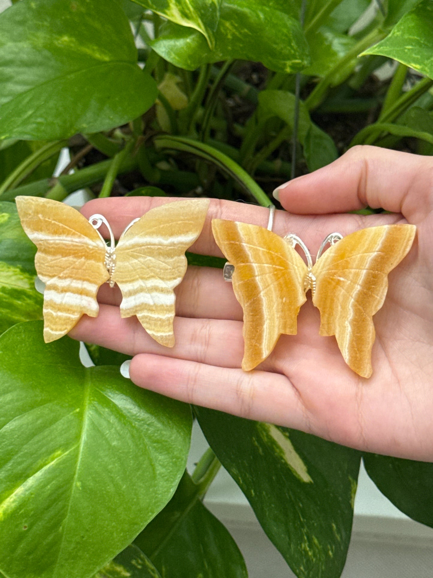 Orange Calcite Butterfly Hairclip