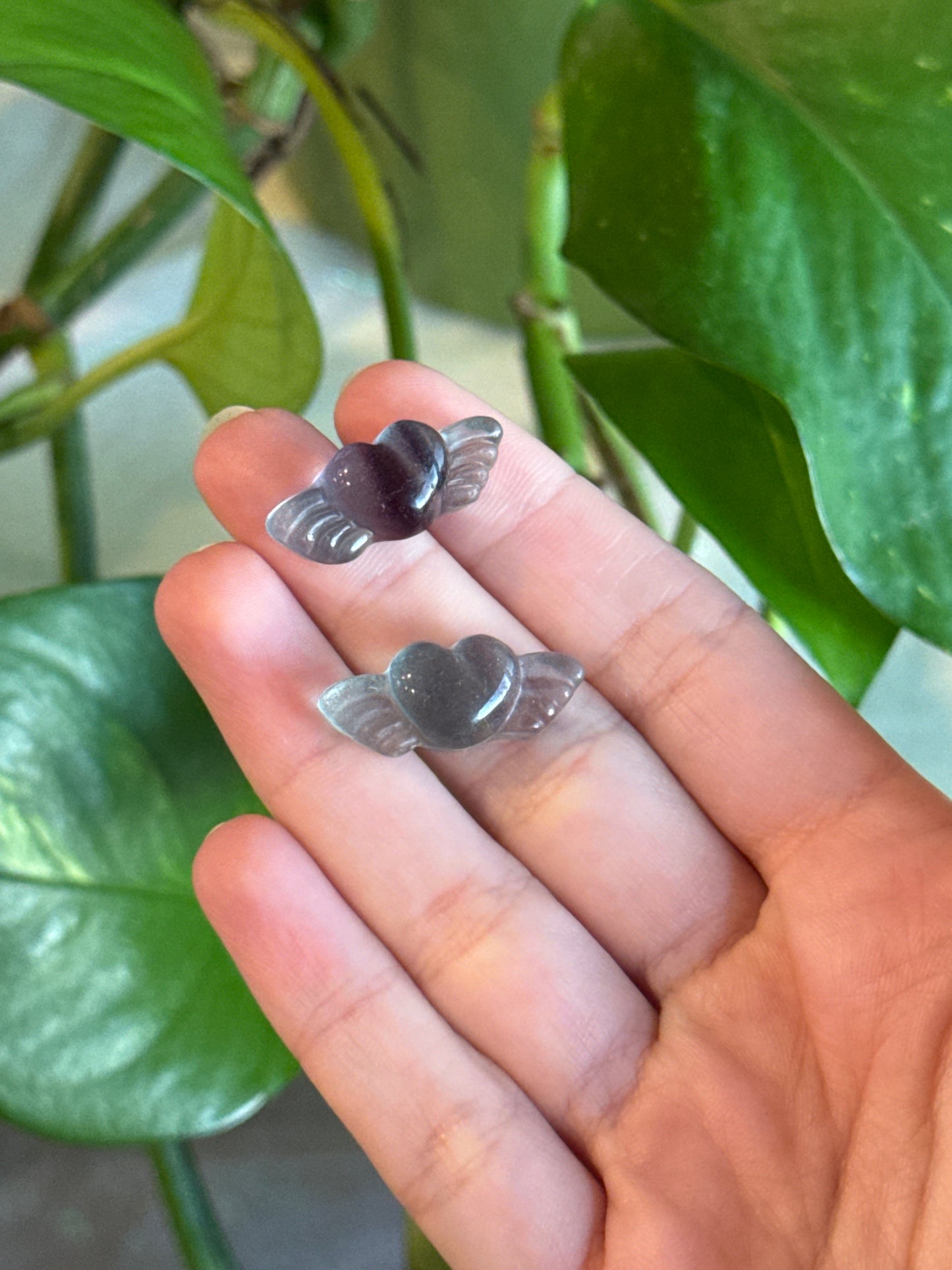 Winged Heart Fluorite Mini Carving
