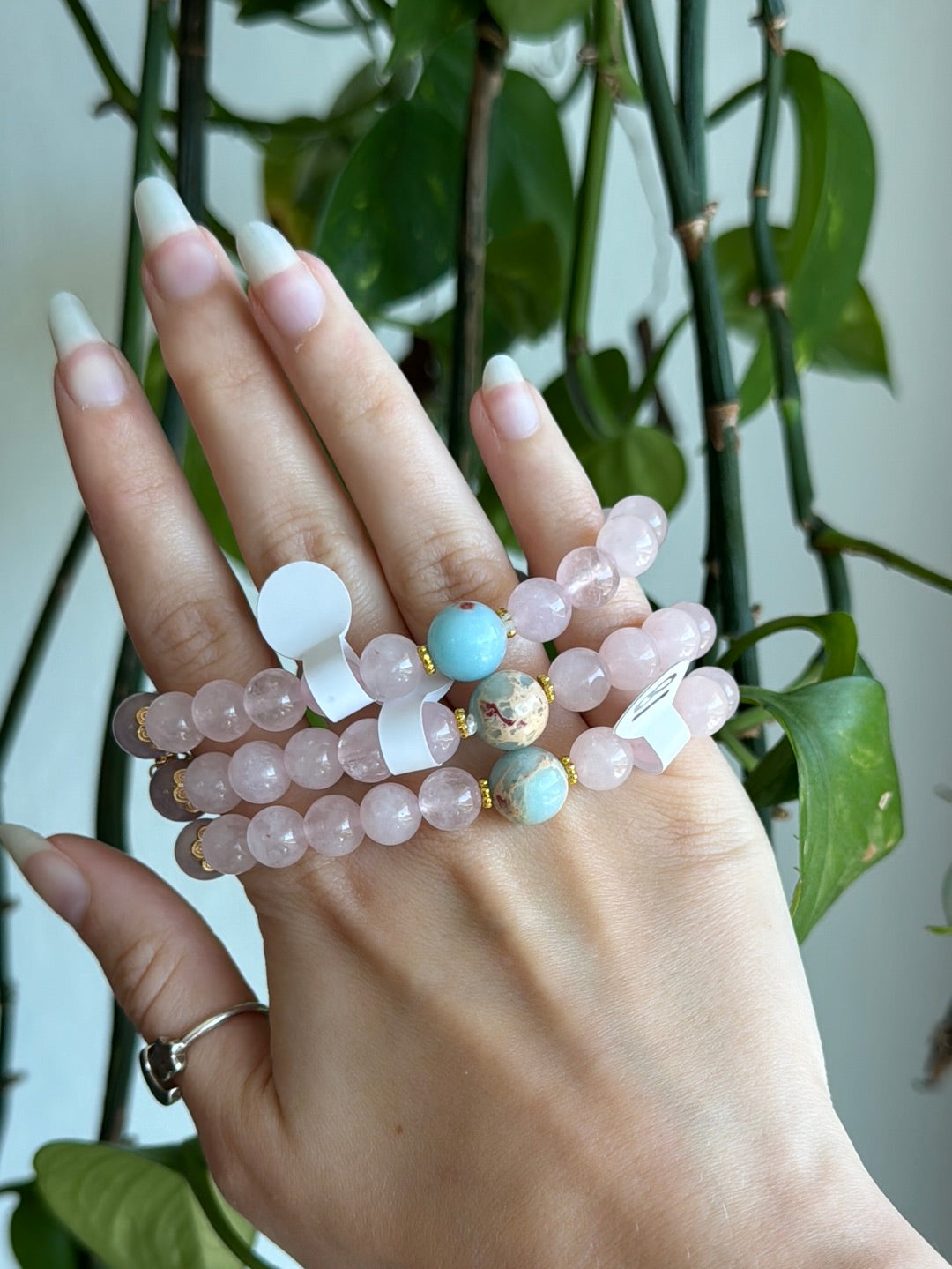 Kunzite & Rose Quartz & Agate Gold Butterfly Bracelet