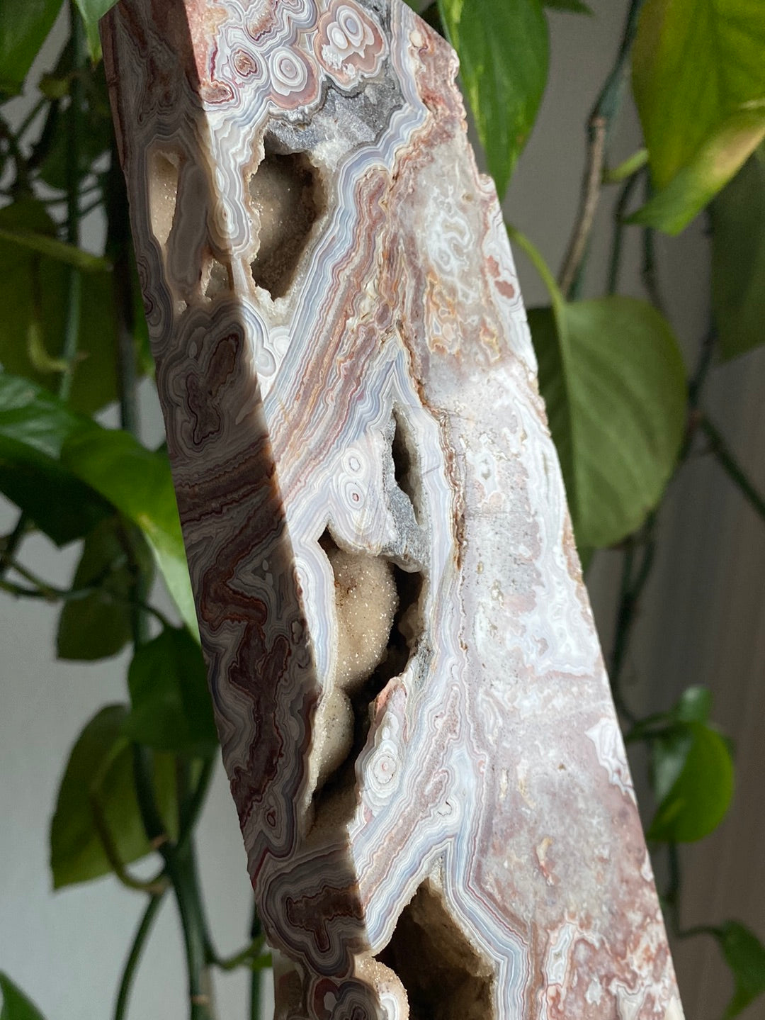 XL Mexican Crazy Lace Agate Tower With Druzy