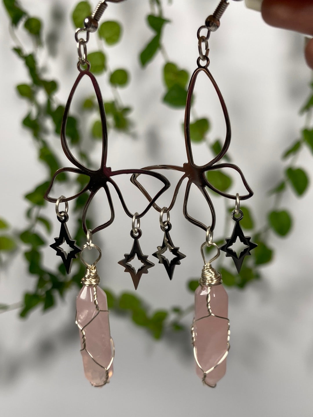 Rose Quartz Butterfly Earrings