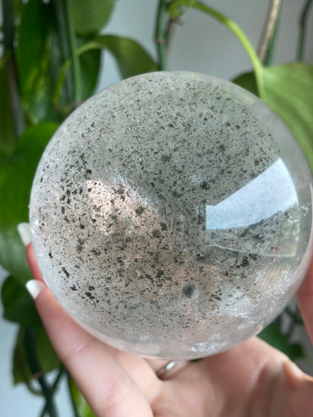 Large Garden Quartz Sphere with Rainbows