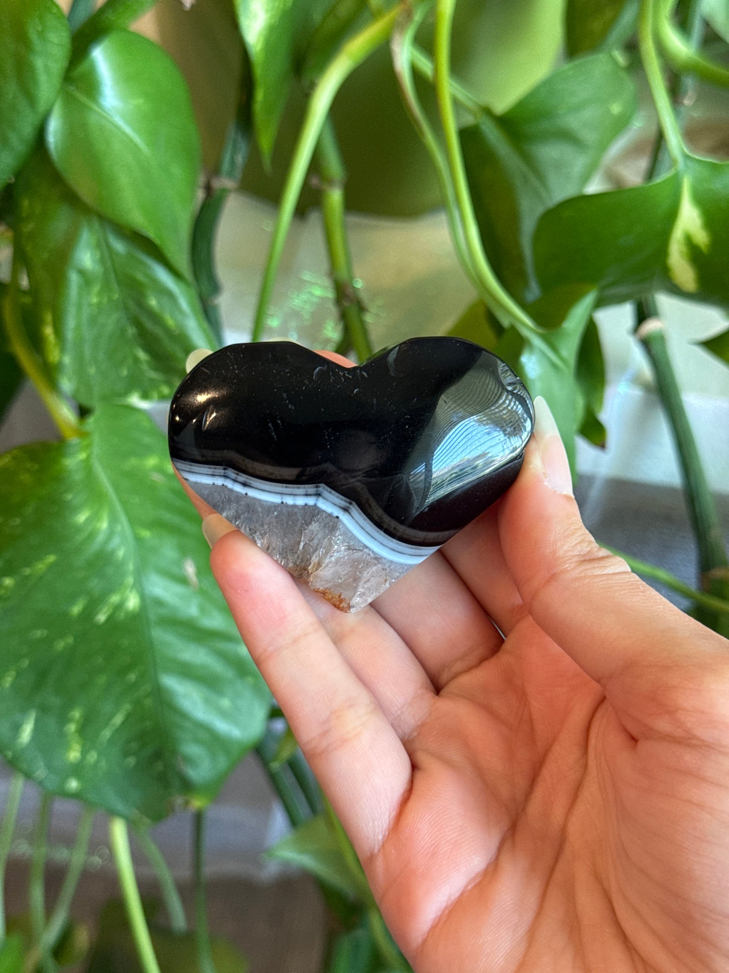 Black Banded Agate Moody Heart