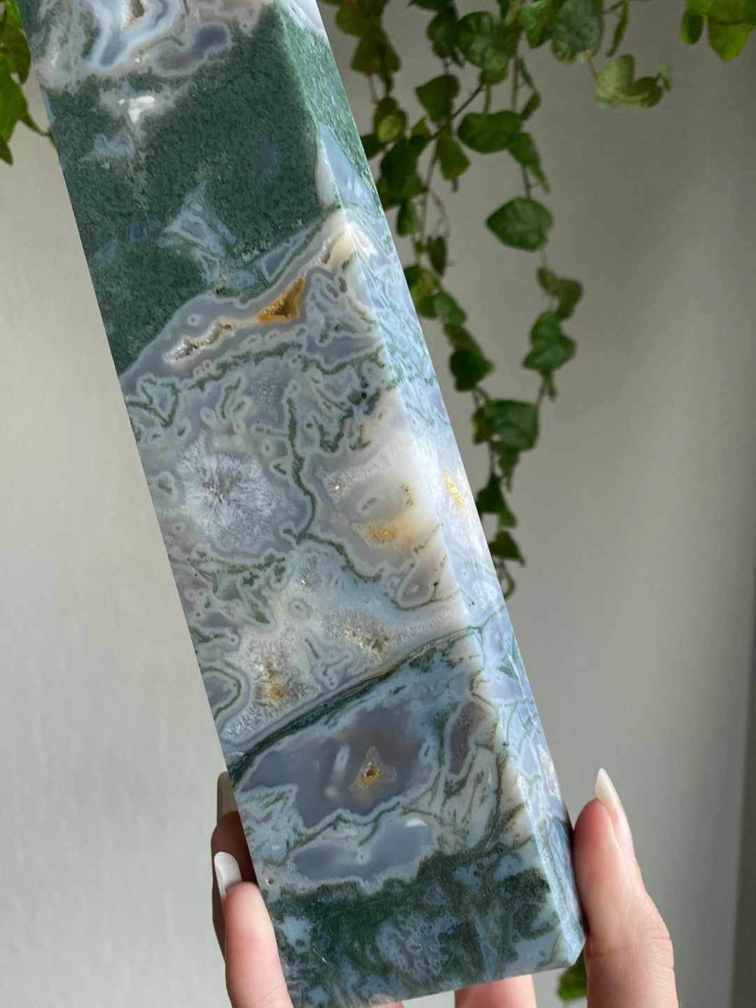 XL Druzy High Quality Moss Agate Tower (11” & 3.2lbs)