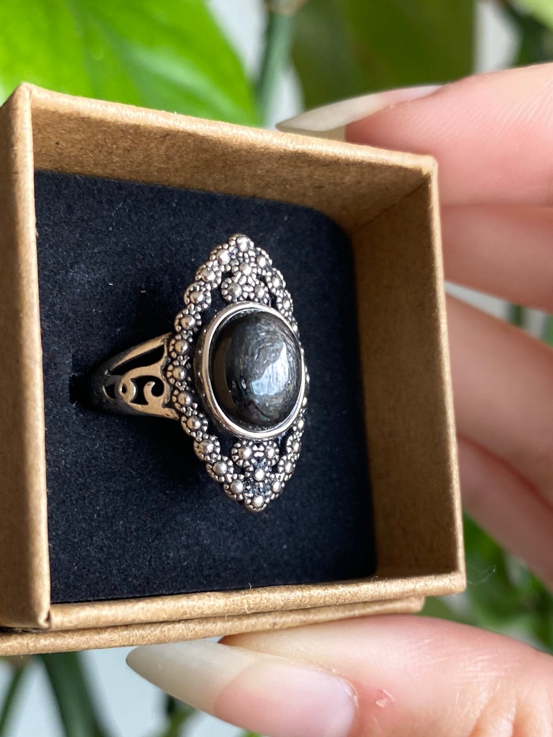 Hypersthene 925 Silver Adjustable Ring