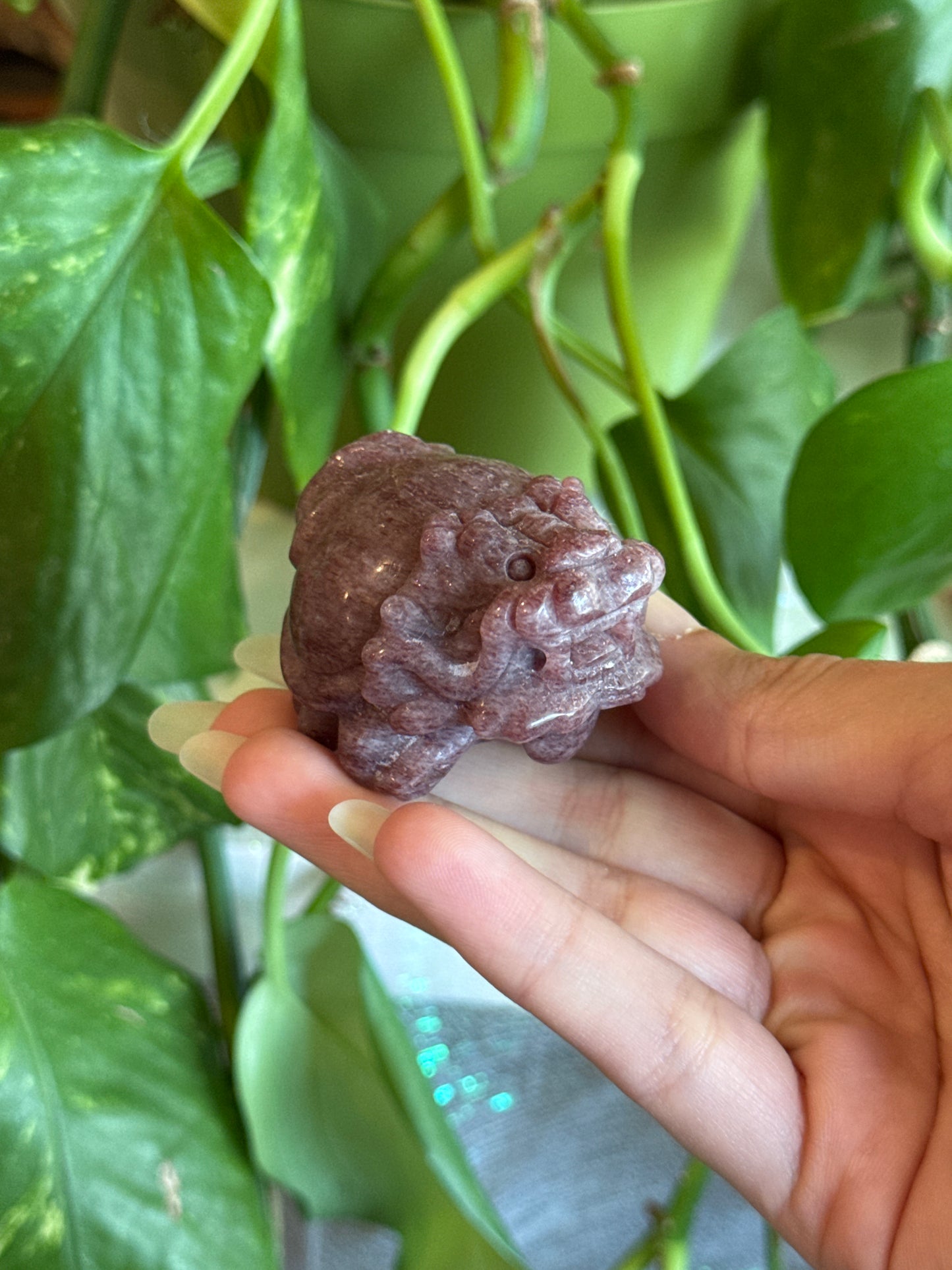 Money Dragon Strawberry Quartz Carving for Attracting Wealth & Abundance