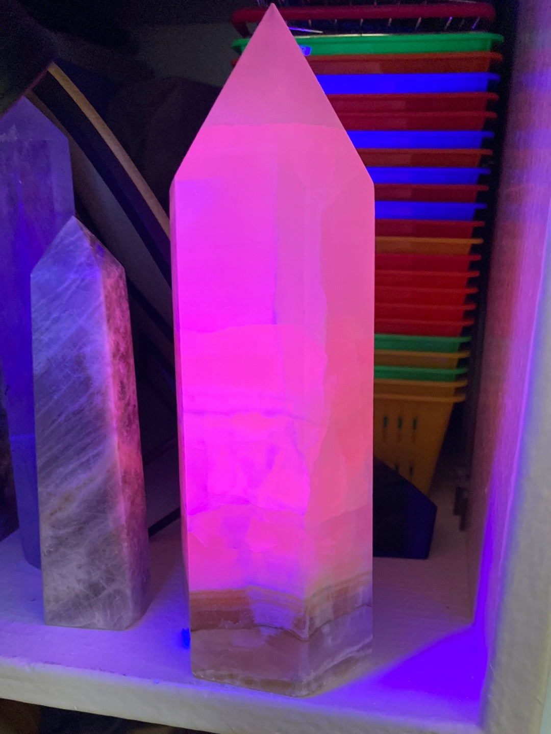 XL Pink Calcite Tower (UV Reactive)