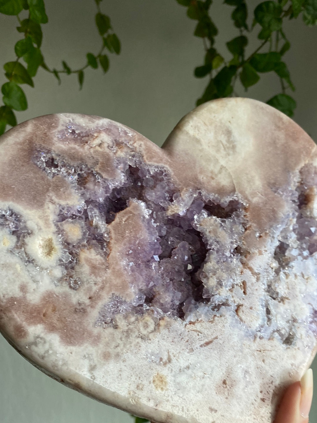 XL Pink Amethyst & Amethyst Druzy Heart (7” & 2.3lbs)