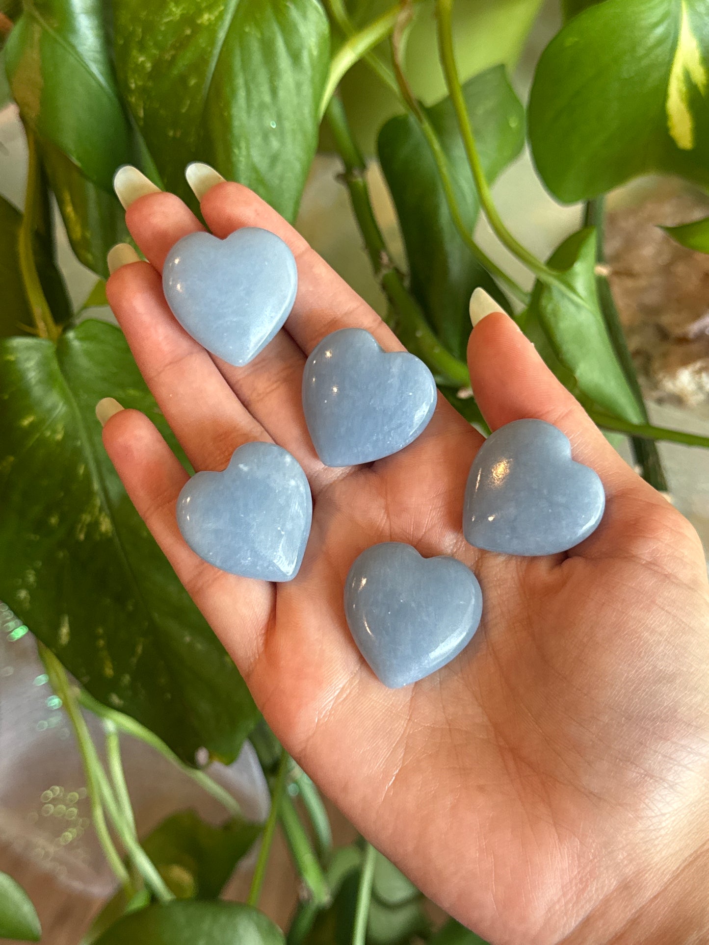 Angelite Heart Carving