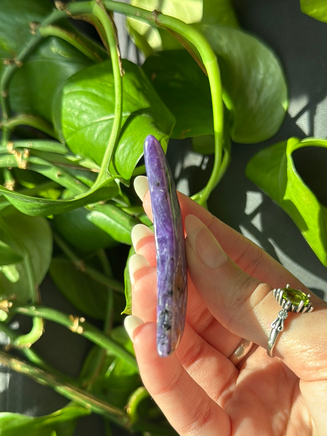 High Grade Charoite Moon With Chatoyancy