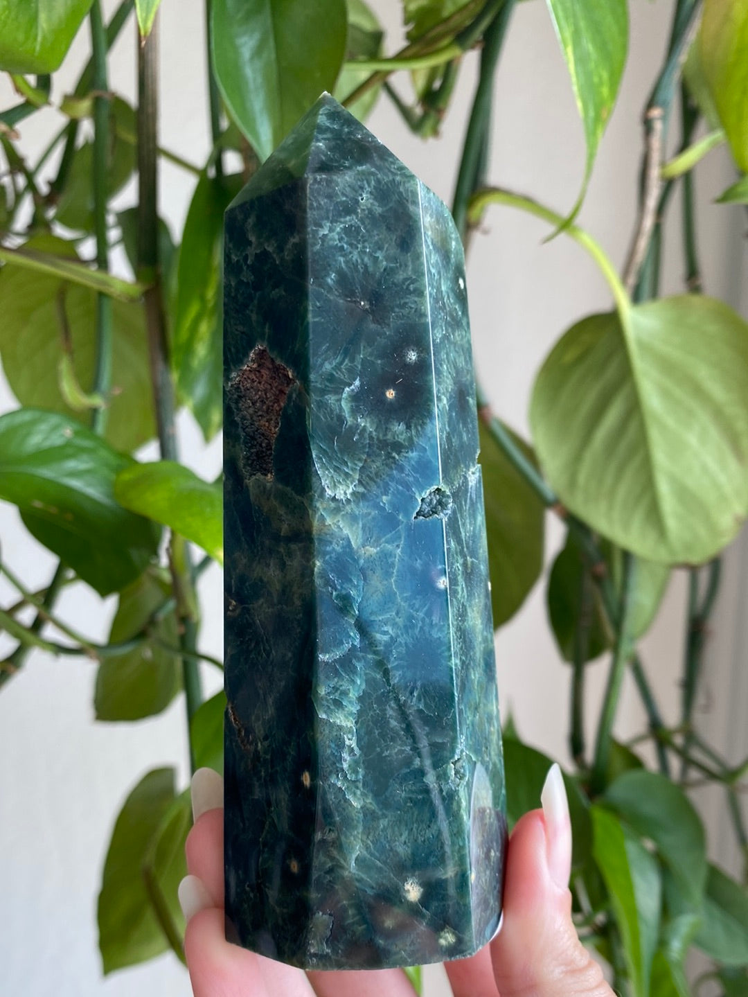 Moody Dark Green Jasper Tower