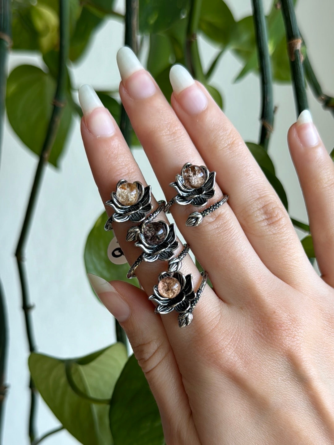 Garden Quartz Flower Adjustable Ring