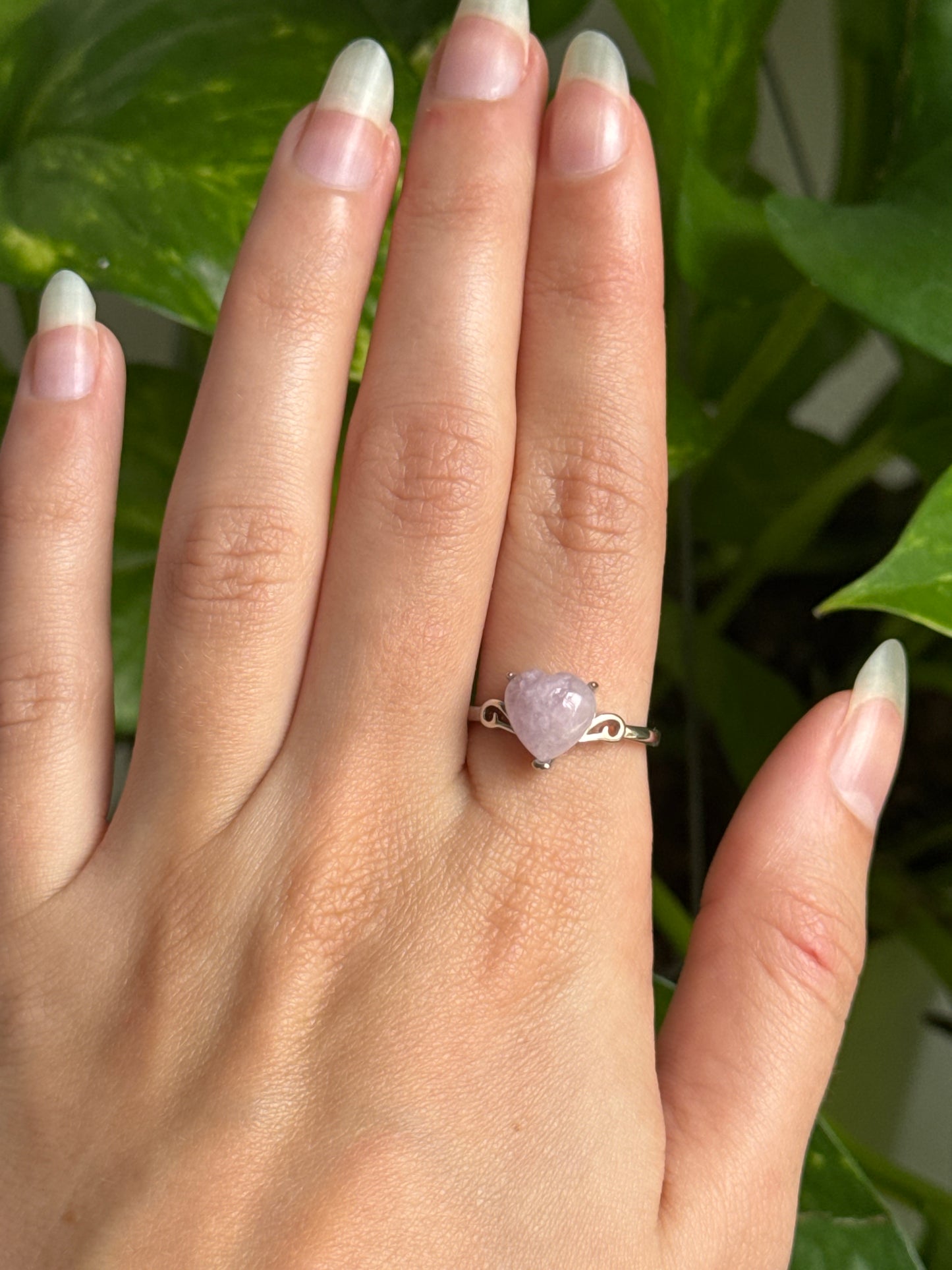 Kunzite Heart Adjustable Ring