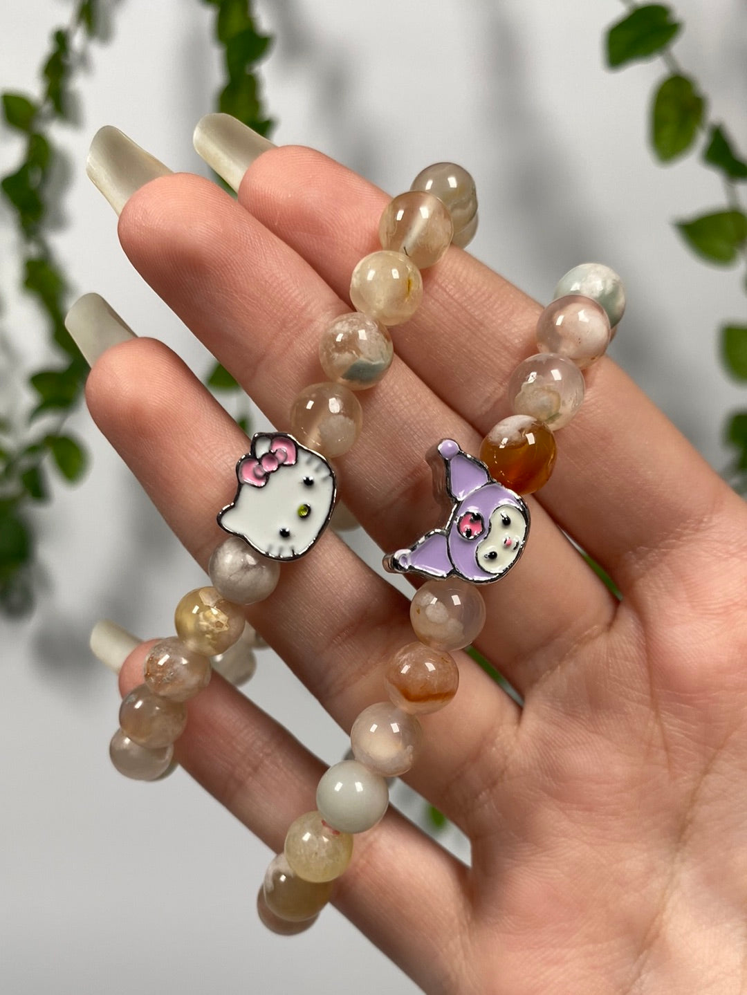 Hello Kitty & Kuromi Flower Agate Bracelet