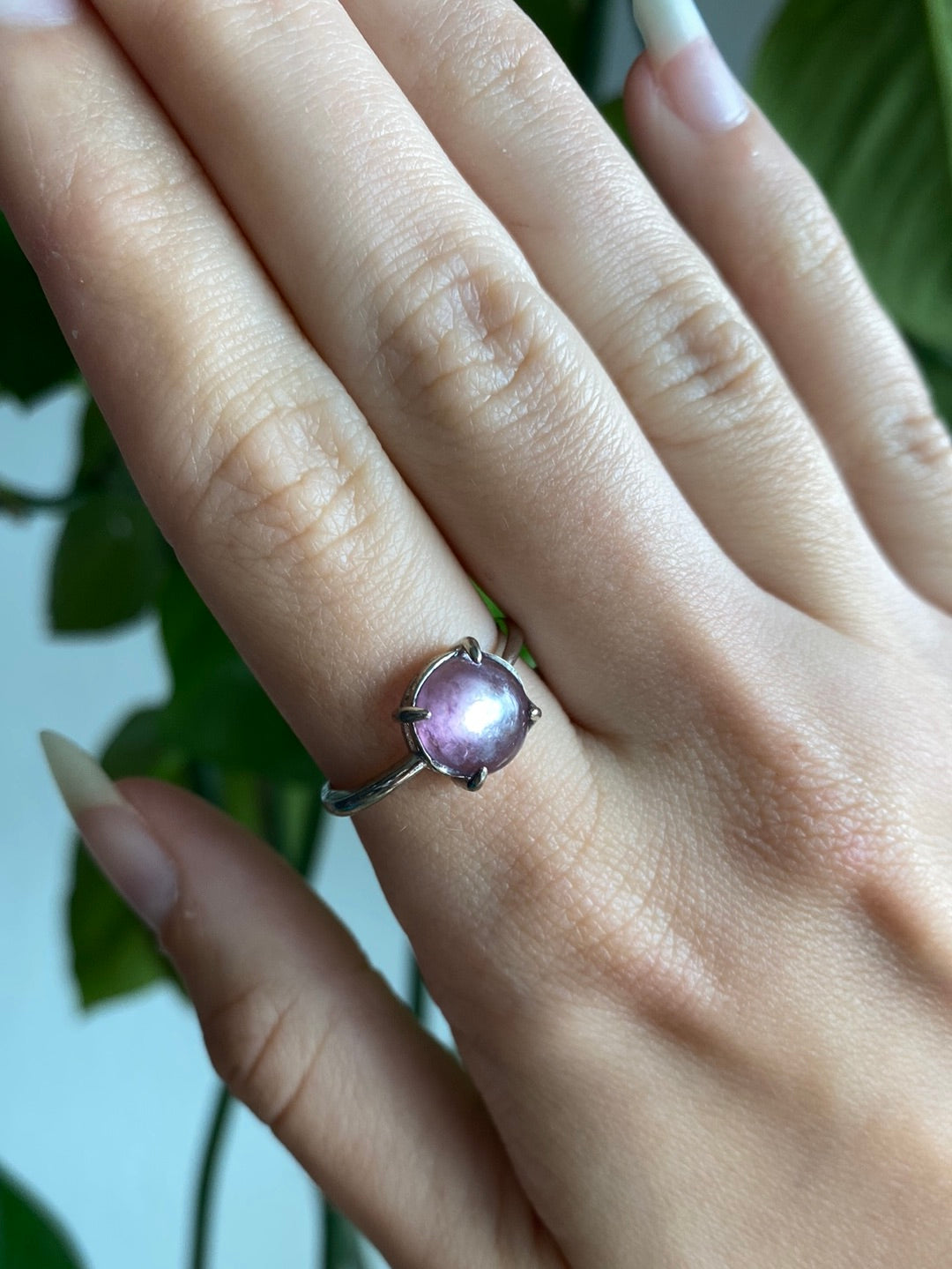 Gem Lepidolite Adjustable Ring