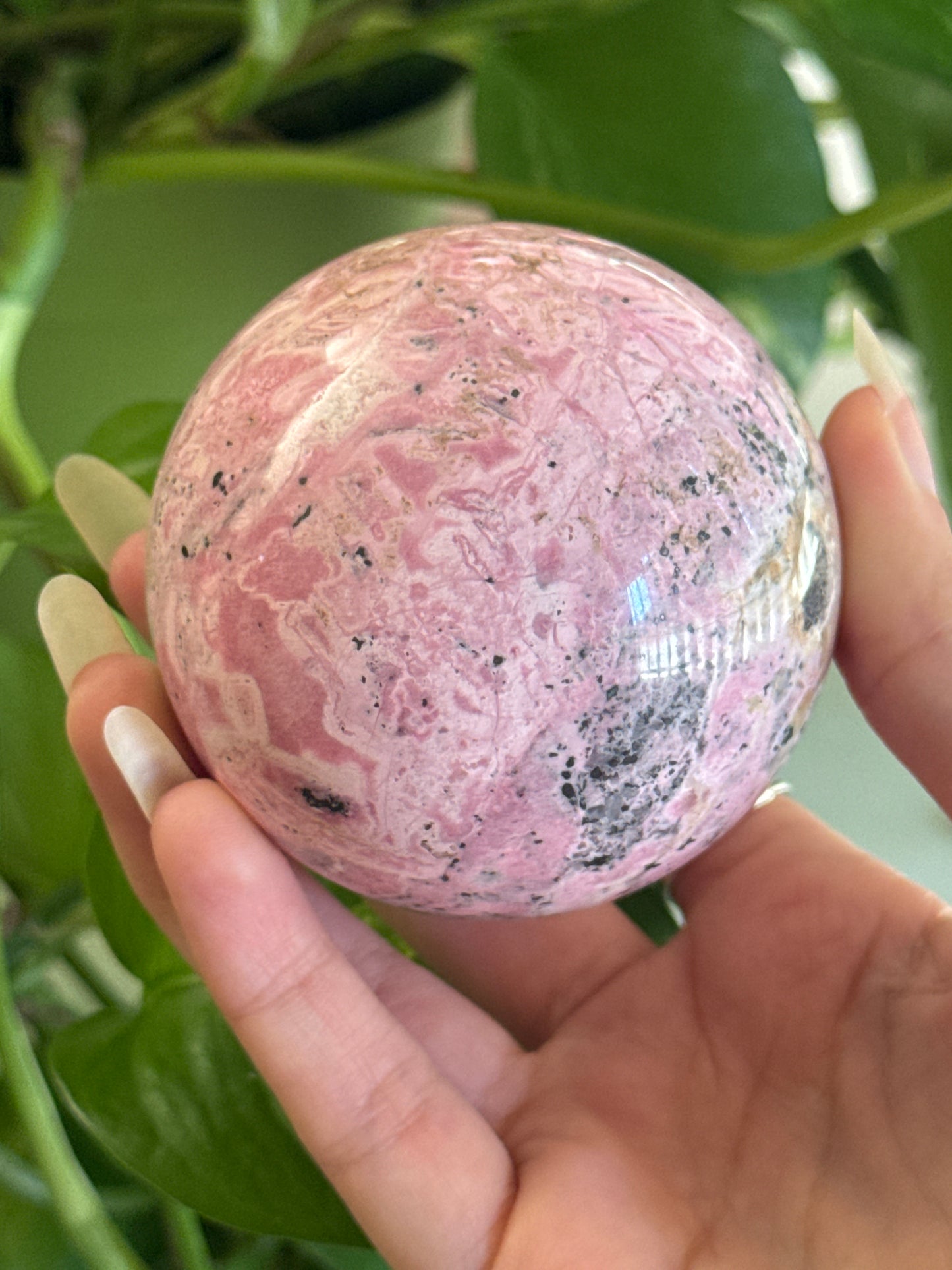 Bubblegum Rhodonite Sphere