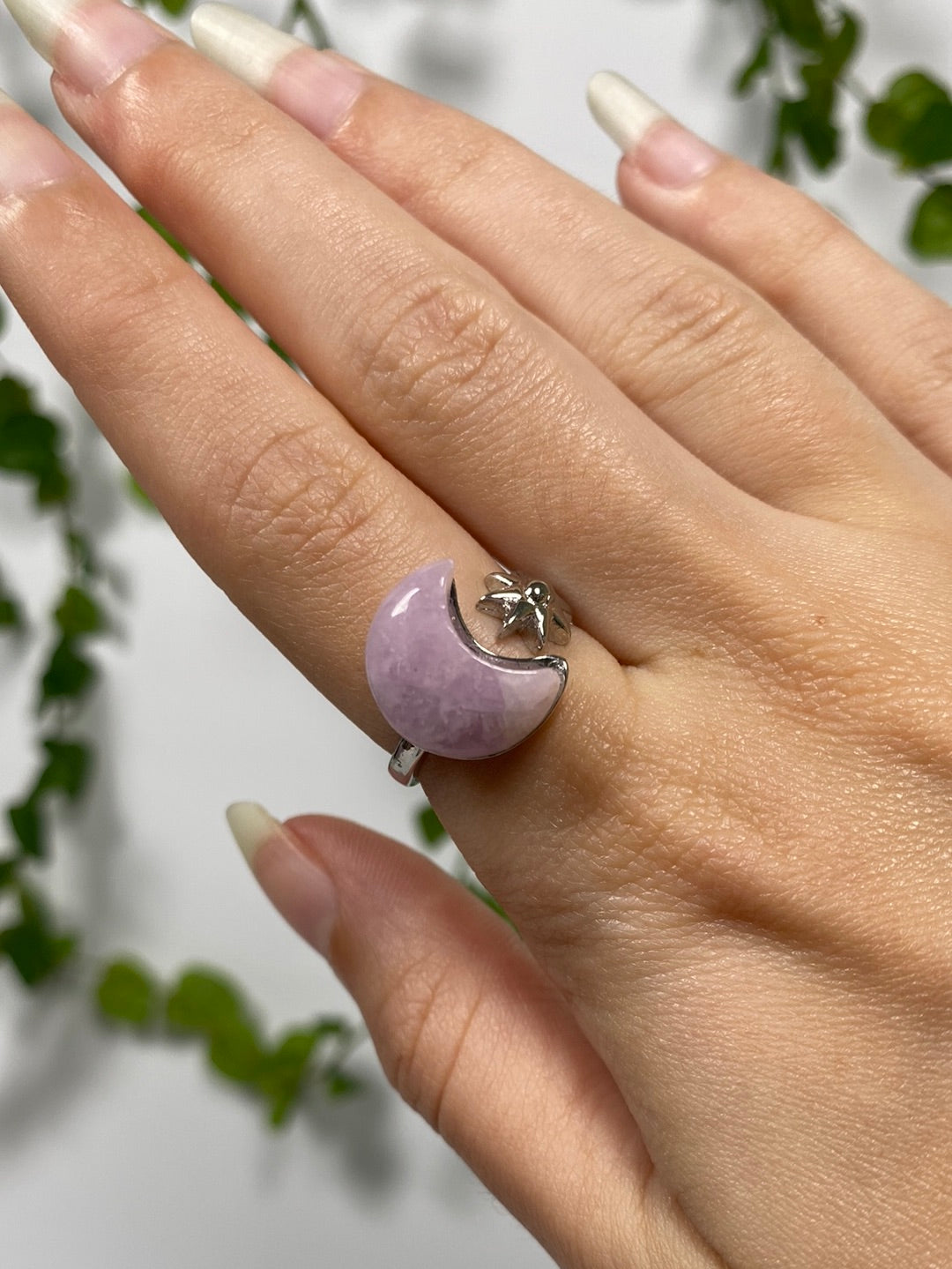Kunzite Moon Adjustable Ring