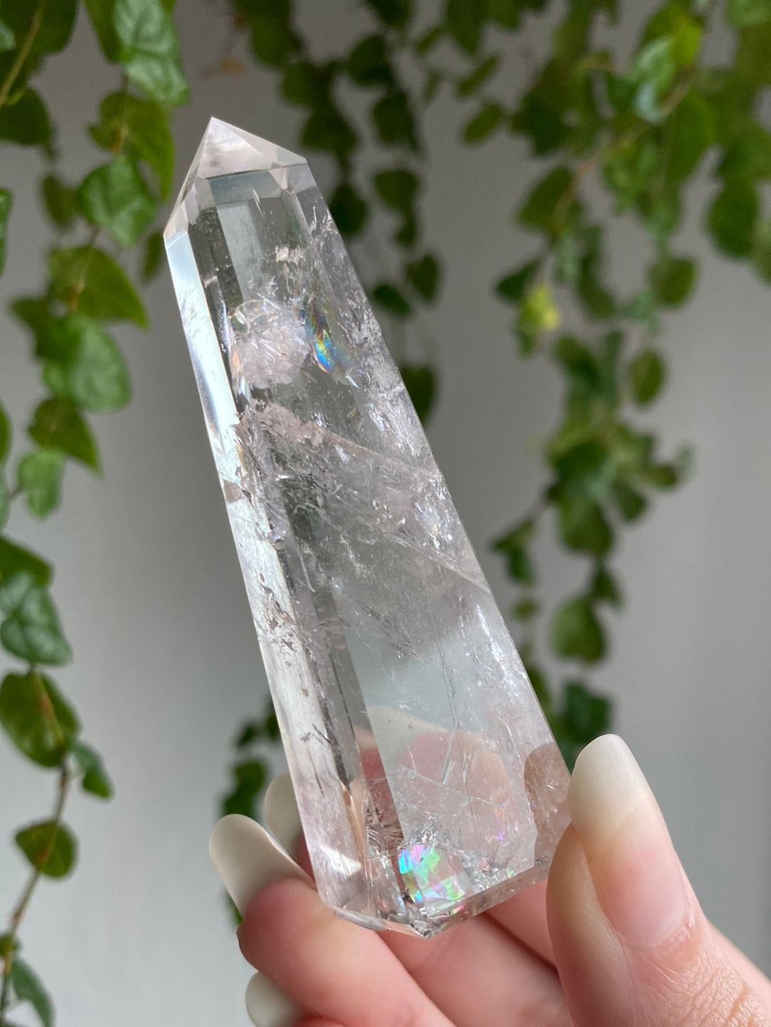 Clear Quartz Obelisk With Rainbows H