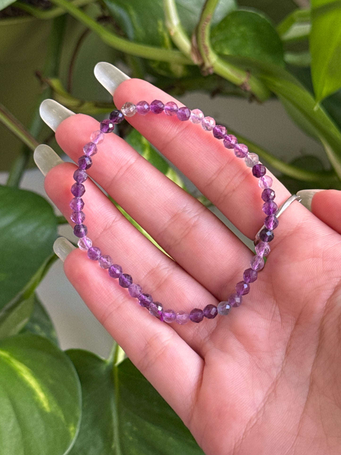 Fluorite Dainty Faceted Bracelet