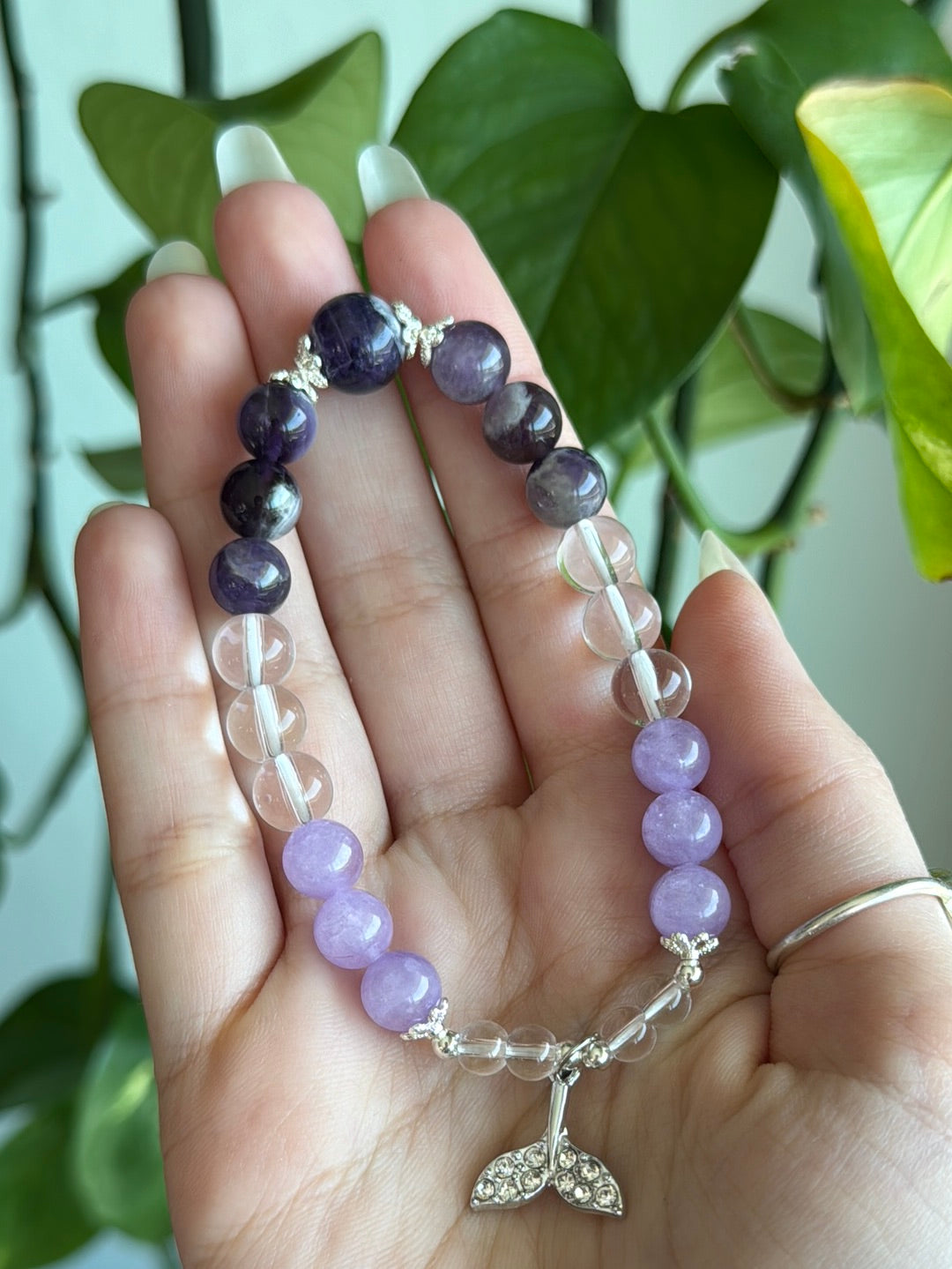 Lavender Amethyst & Amethyst & Clear Quartz Mermaid Bracelet