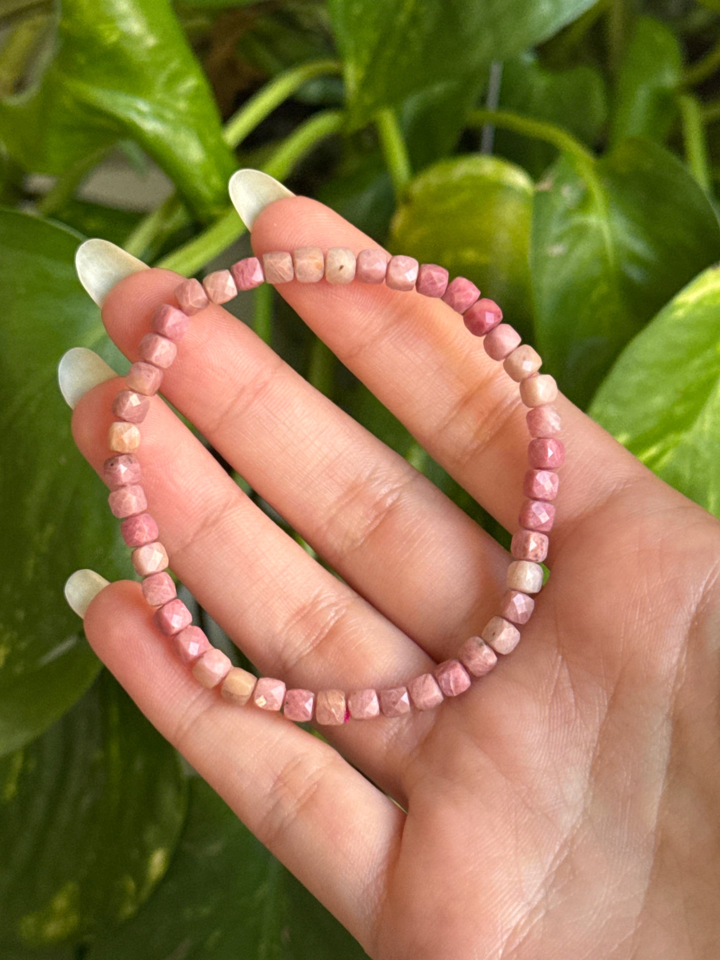 Pink Petrified Wood Faceted Bracelet