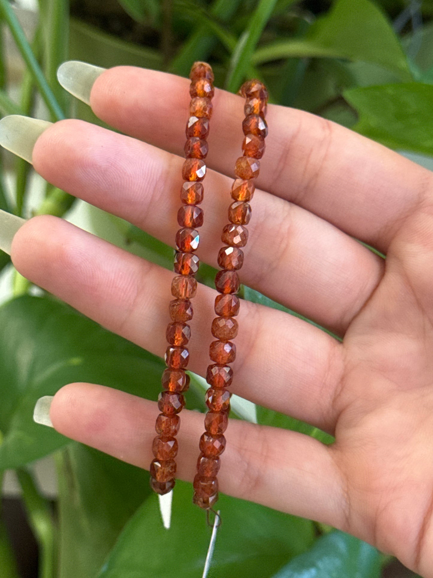 Amber Tone Garnet Faceted Dainty Bracelet