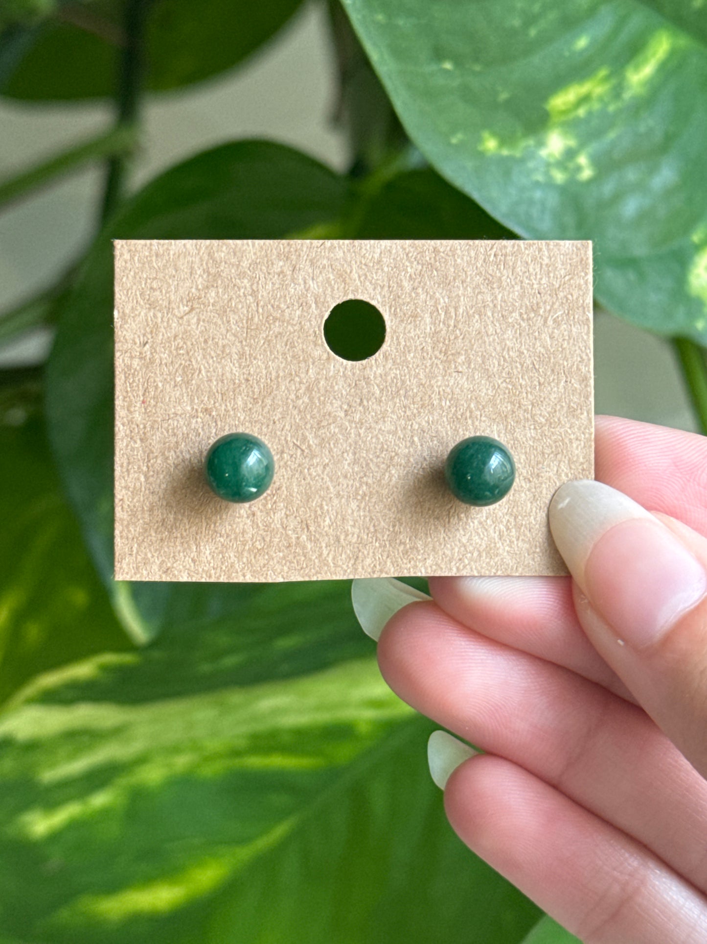 Green Aventurine Stud Earrings