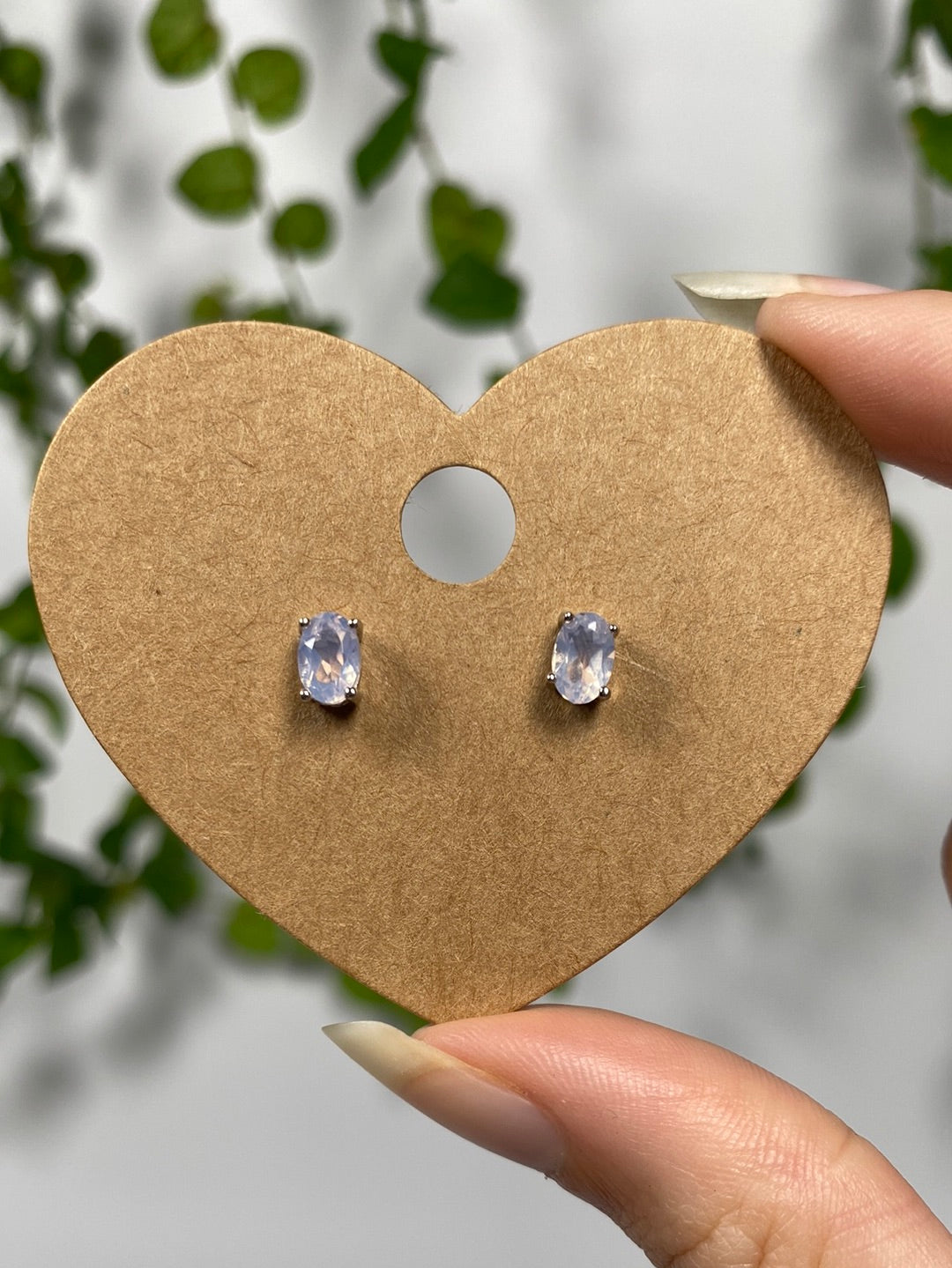 Lavender Moon Quartz Stud Earrings