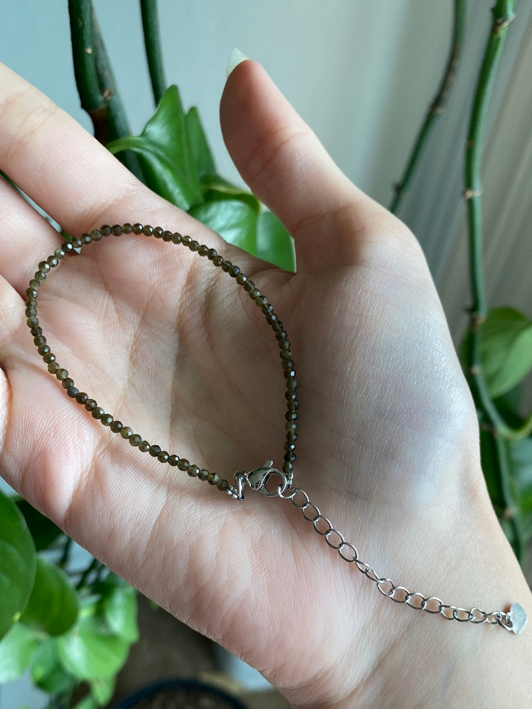 Gold Sheen Obsidian Adjustable Dainty Faceted Bracelet